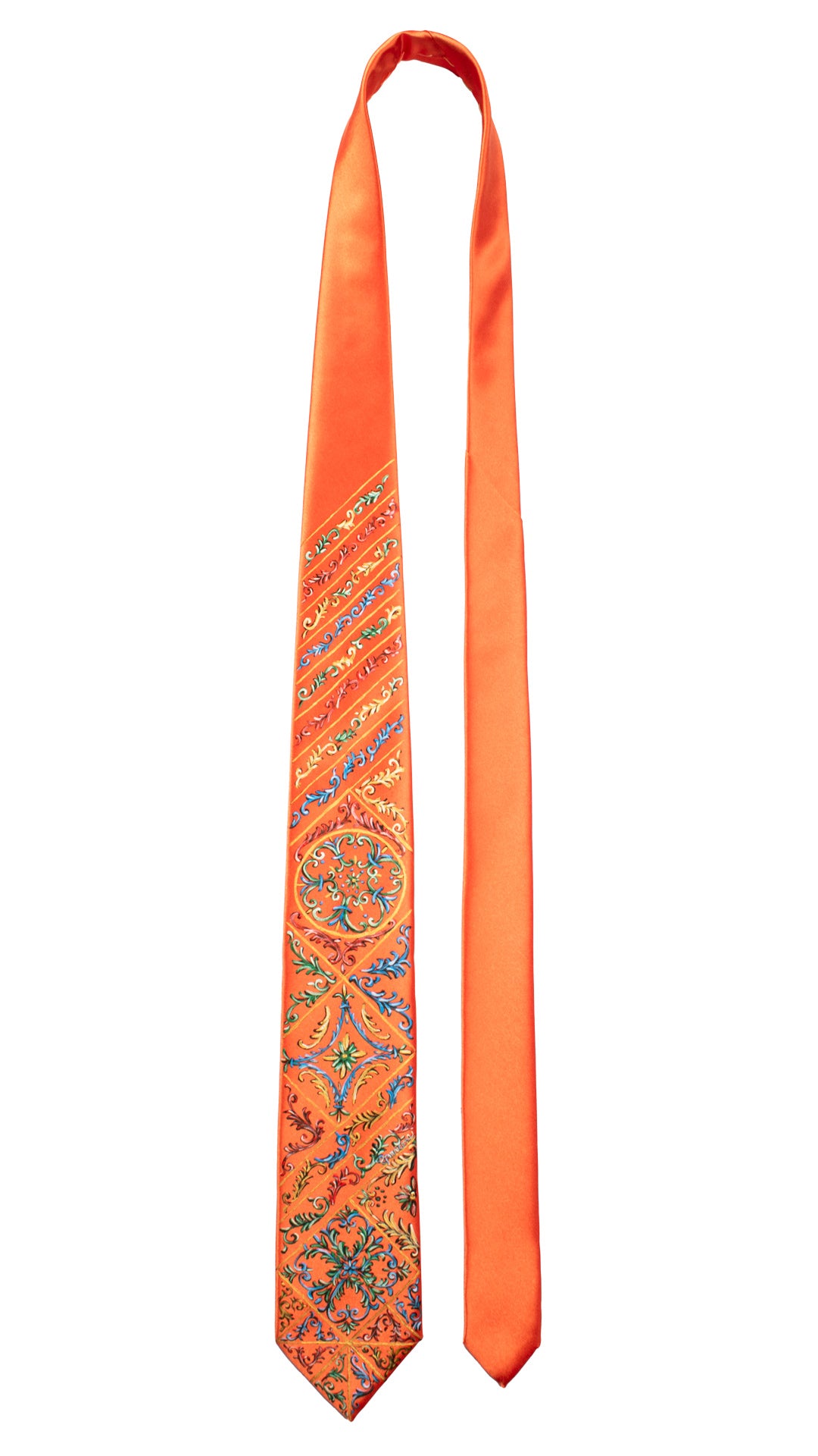 Cravatta Siciliana Arancione Dipinta a Mano GP79 Made in Italy Graffeo Cravatte Pala