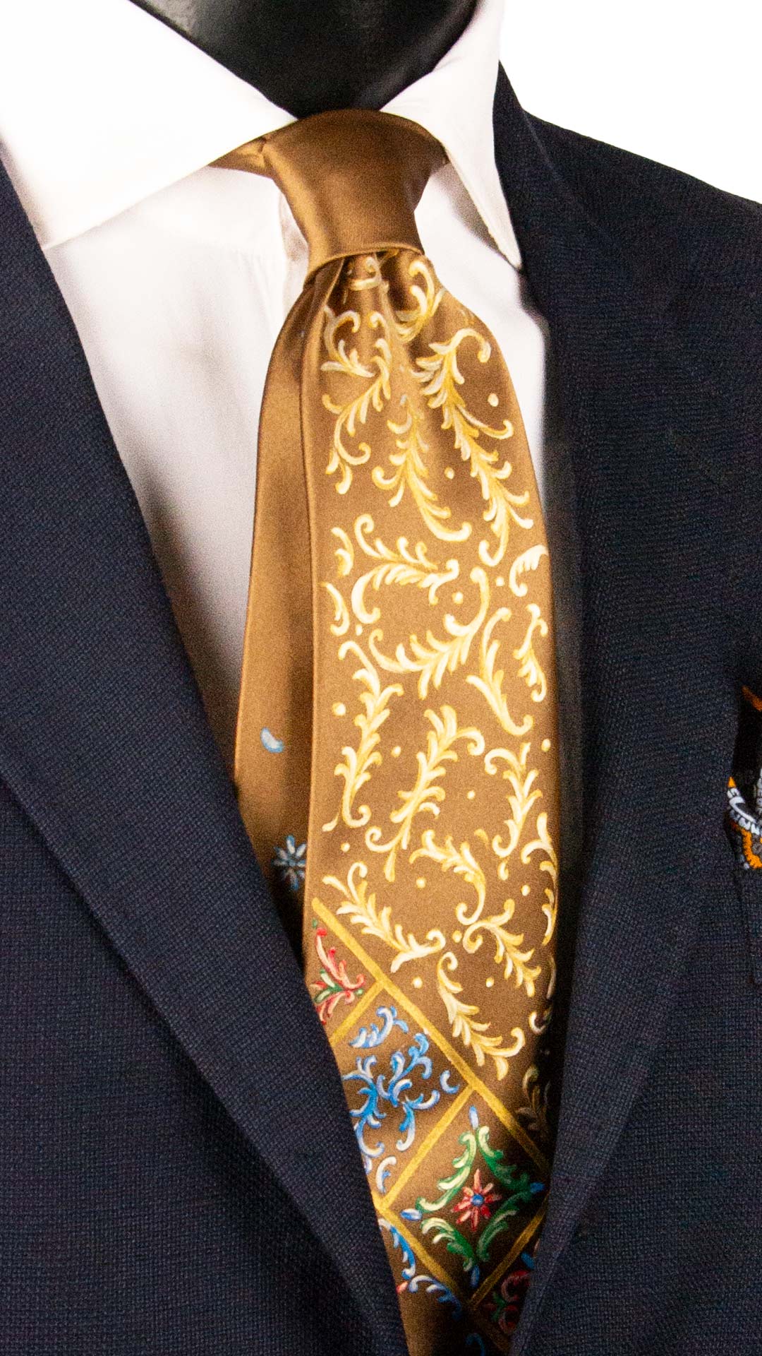 Cravatta Siciliana Beige Dipinta a Mano GP86 Made in Italy Graffeo Cravatte