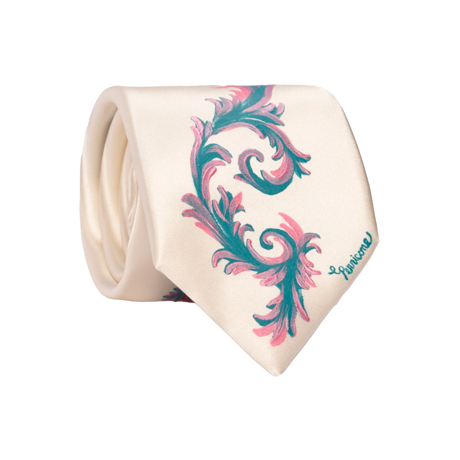 Cravatta Siciliana Bianco Panna Dipinta a Mano GP95 Made in Italy Graffeo Cravatte Rotolo