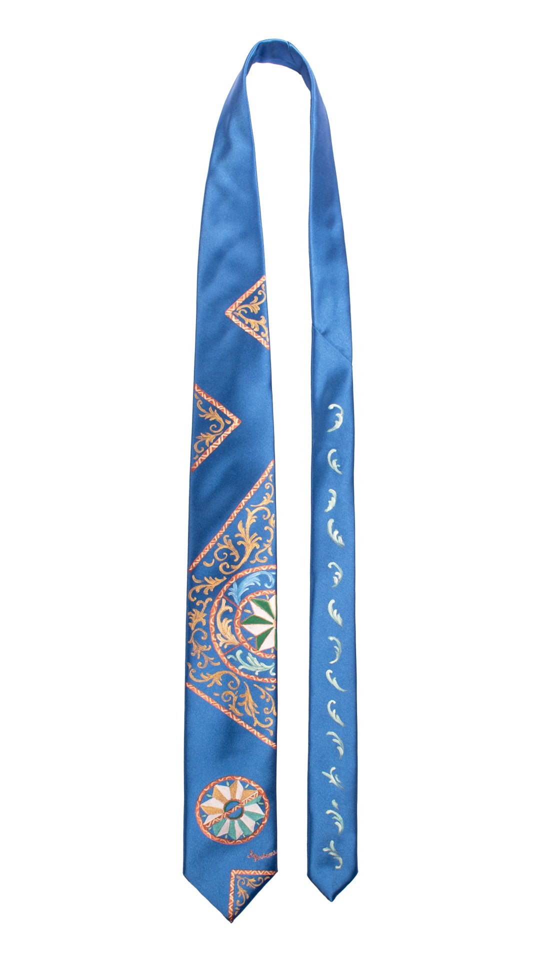 Cravatta Siciliana Bluette Dipinta a Mano GP110 Made in Italy Graffeo Cravatte Pala