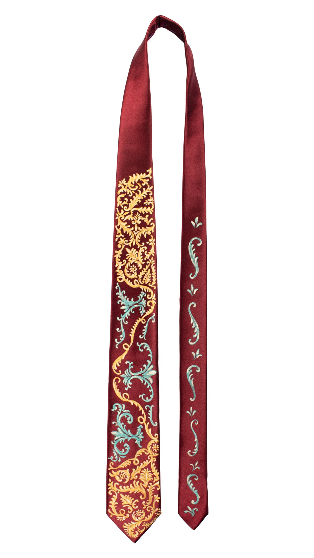 Cravatta Siciliana Bordeaux Dipinta a Mano GP82 Made in Italy Graffeo Cravatte Pala