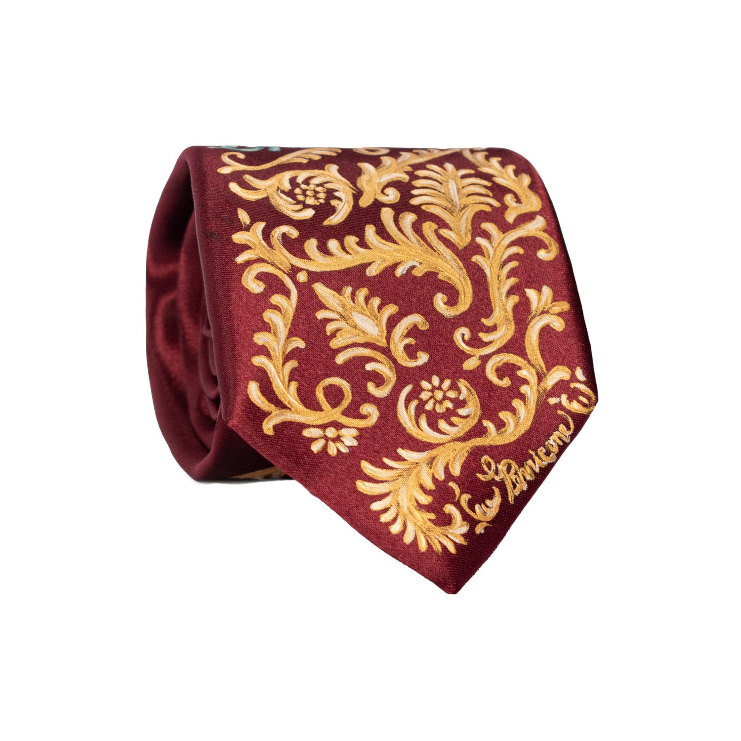 Cravatta Siciliana Bordeaux Dipinta a Mano GP82 Made in Italy Graffeo Cravatte Rotolo