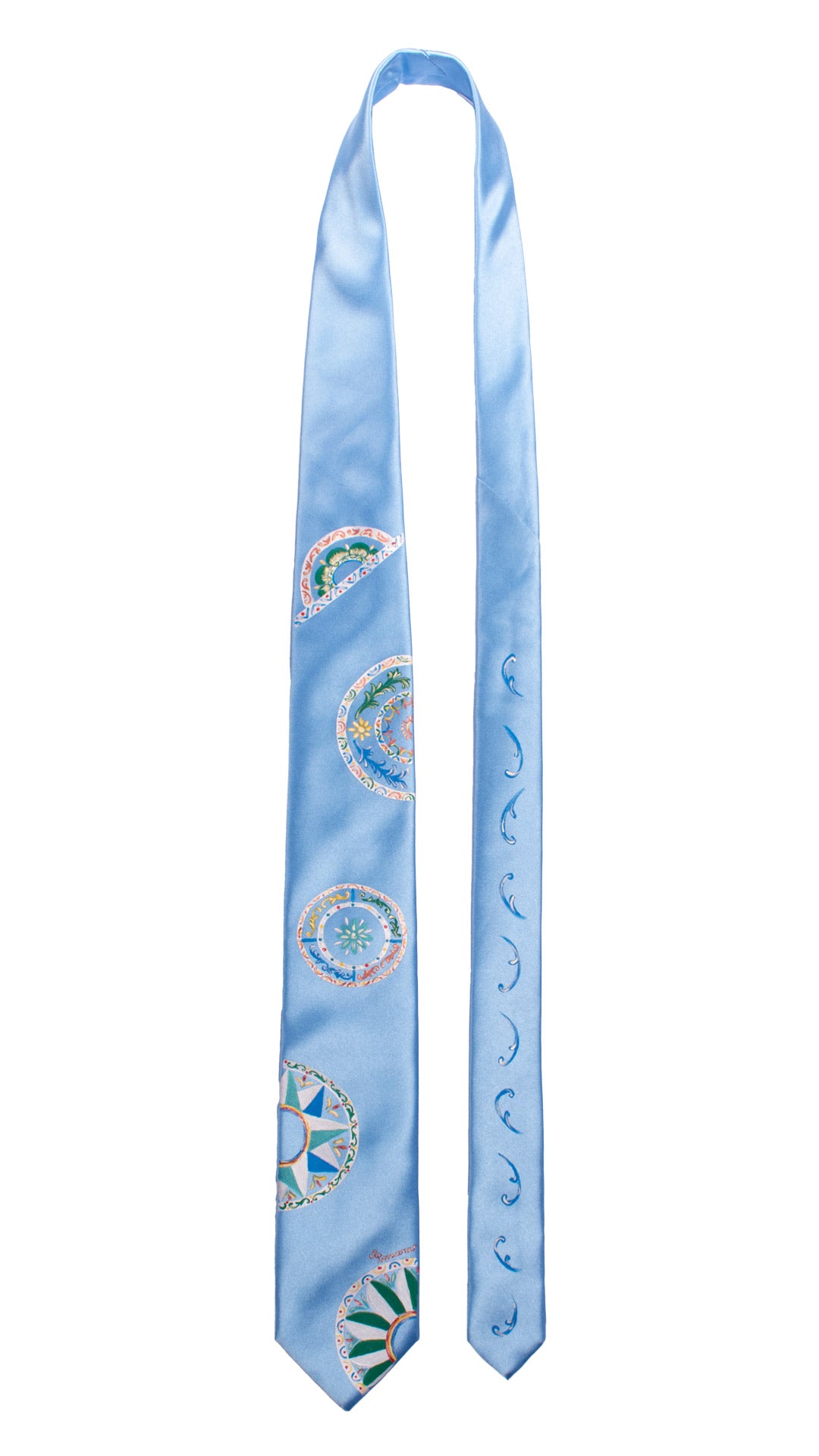 Cravatta Siciliana Celeste Dipinta a Mano GP105 Made in Italy Graffeo Cravatte Pala
