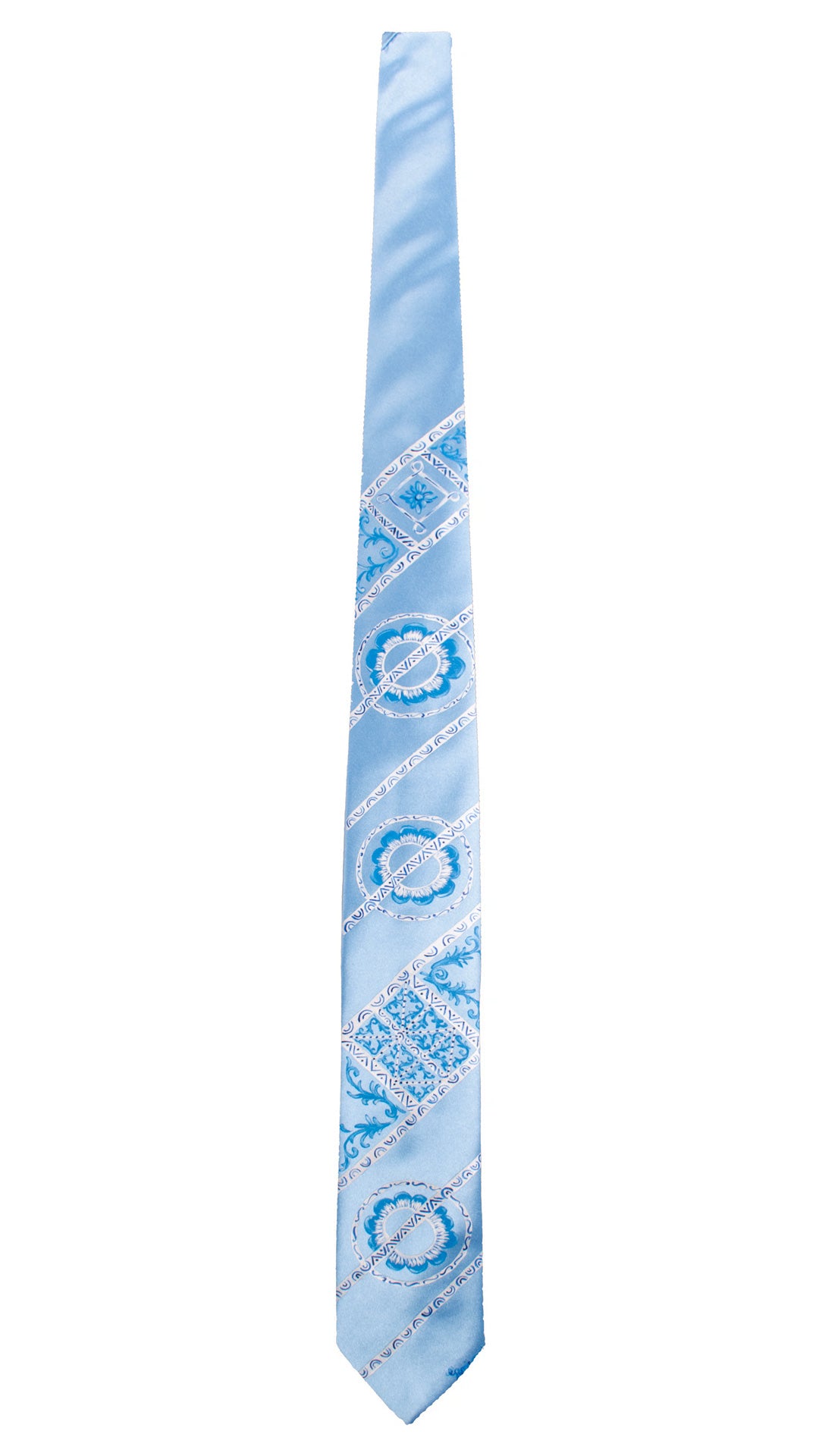 Cravatta Siciliana Celeste Dipinta a Mano GP106 Made in Italy Graffeo Cravatte Intera