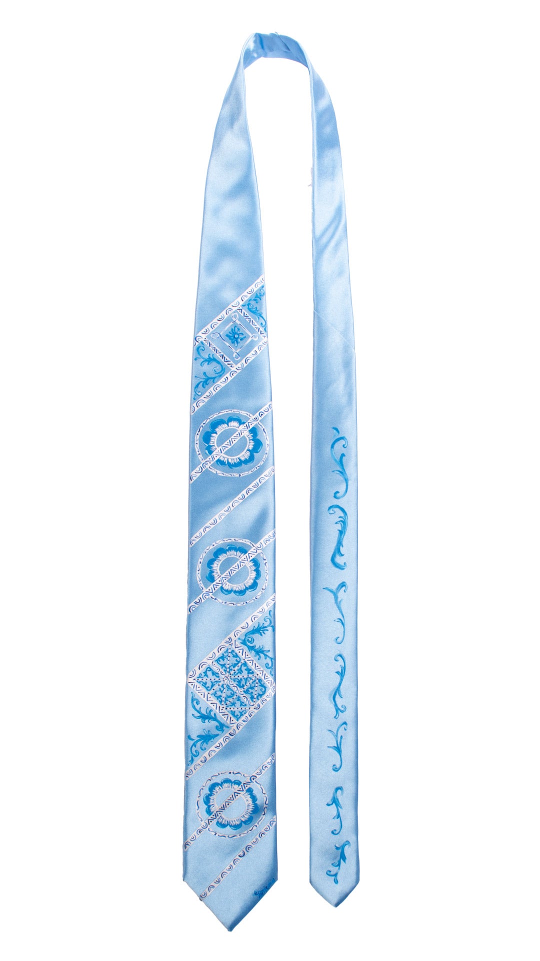 Cravatta Siciliana Celeste Dipinta a Mano GP106 Made in Italy Graffeo Cravatte Pala