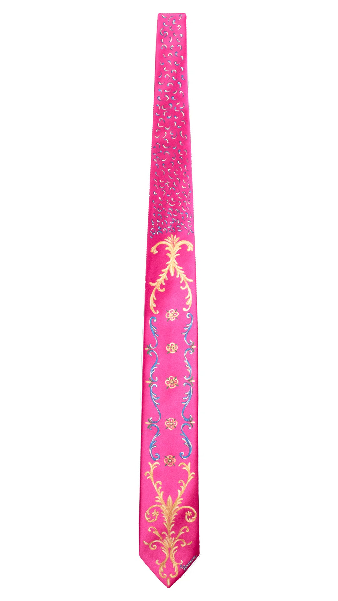 Cravatta Siciliana Fucsia Dipinta a Mano GP104 Made in Italy Graffeo Cravatte Intera
