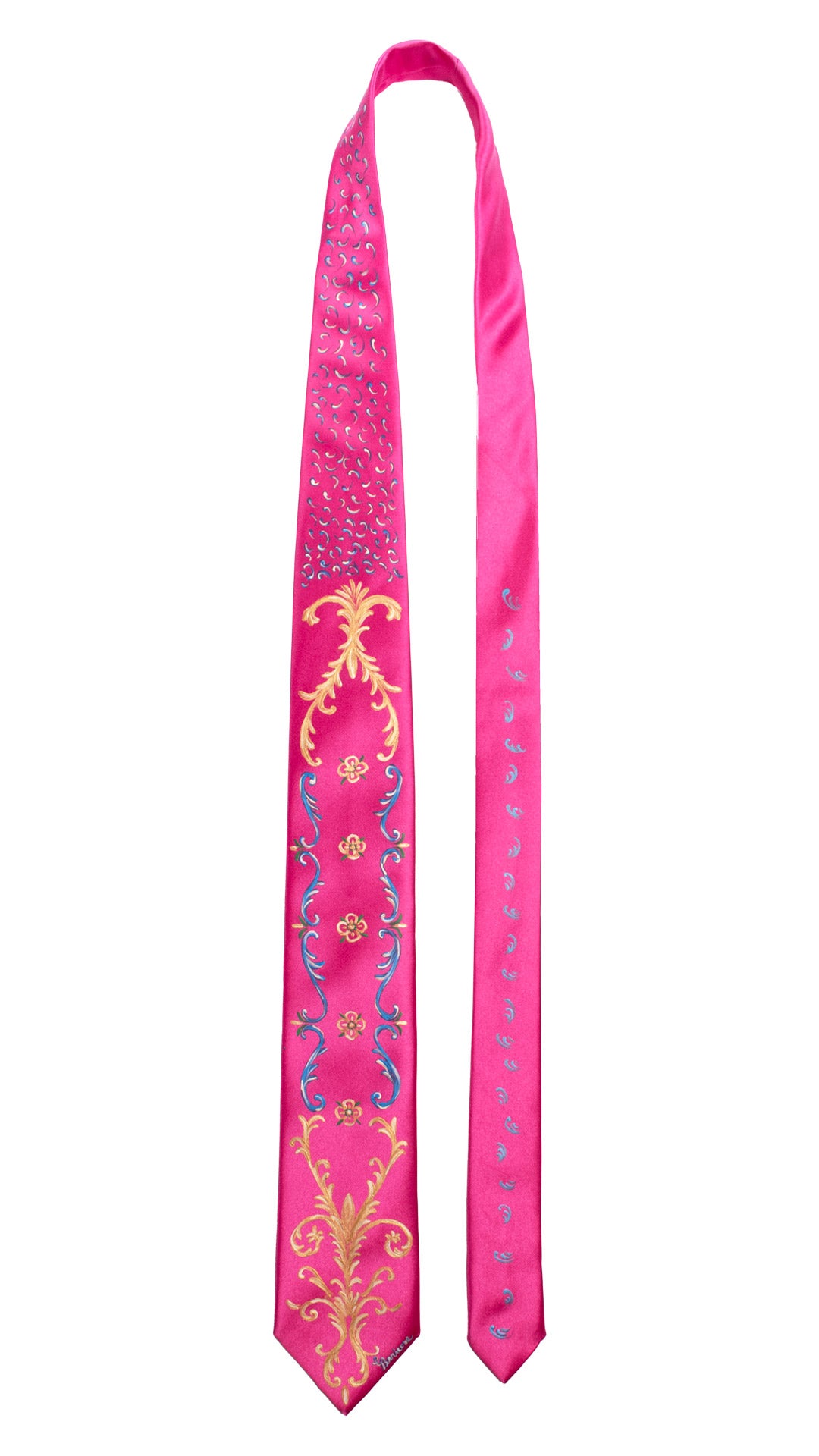 Cravatta Siciliana Fucsia Dipinta a Mano GP104 Made in Italy Graffeo Cravatte Pala