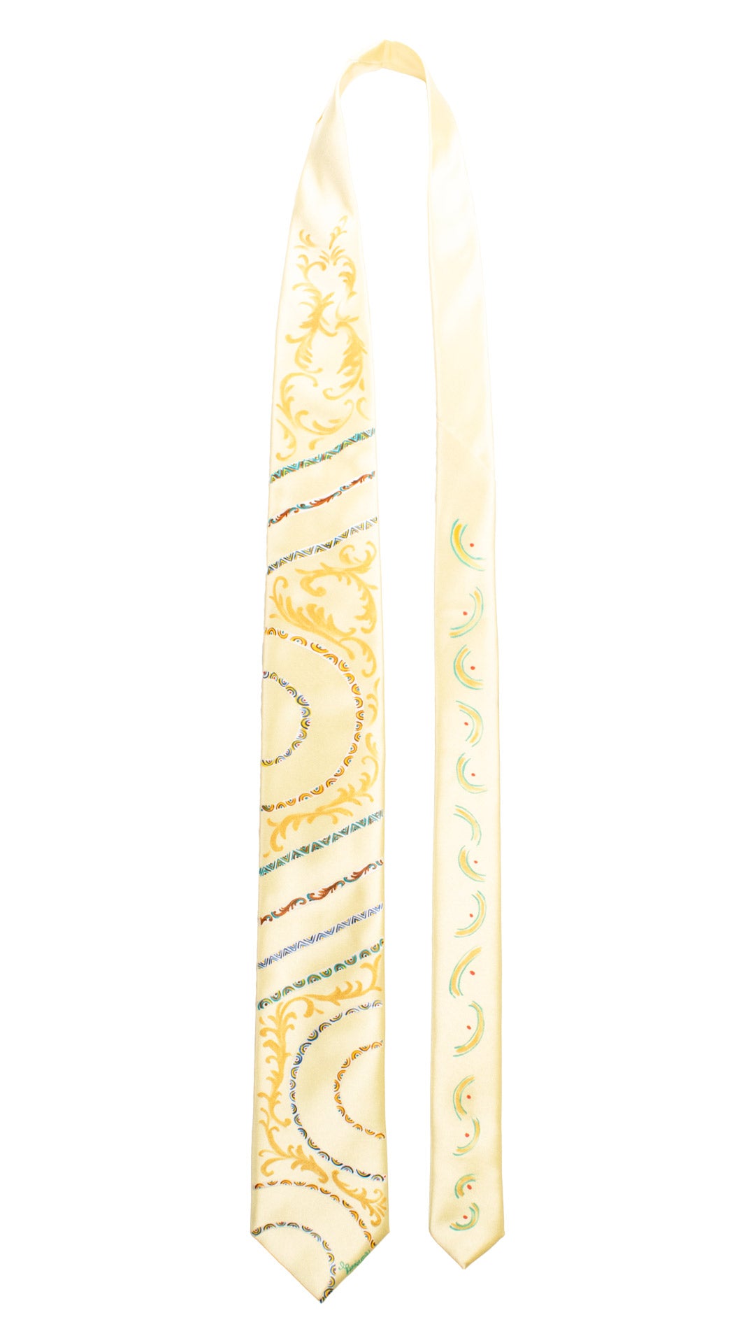 Cravatta Siciliana Giallo Crema Dipinta a Mano GP108 Made in Italy Graffeo Cravatte Pala
