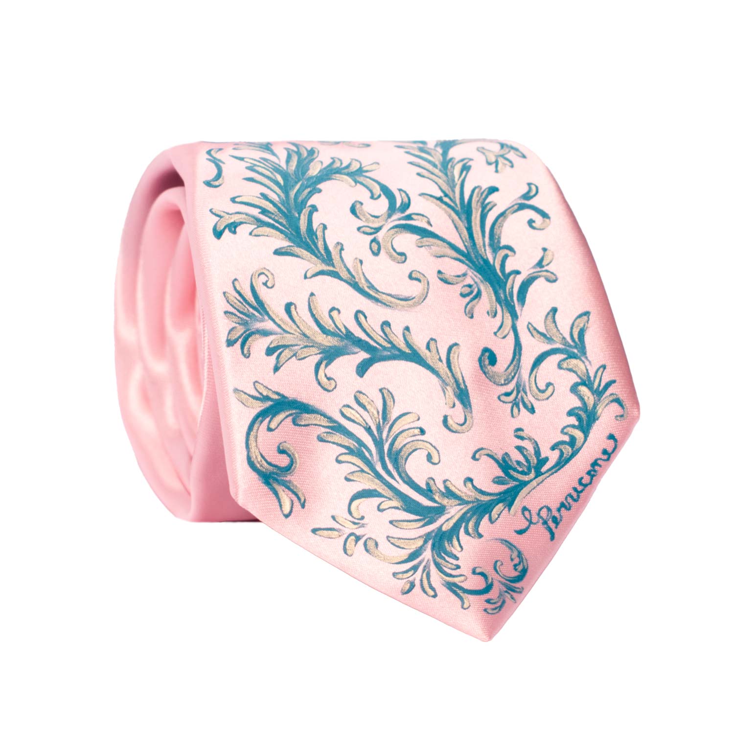 Cravatta Siciliana Rosa Dipinta a Mano GP99 Made in Italy Graffeo Cravatte Rotolo