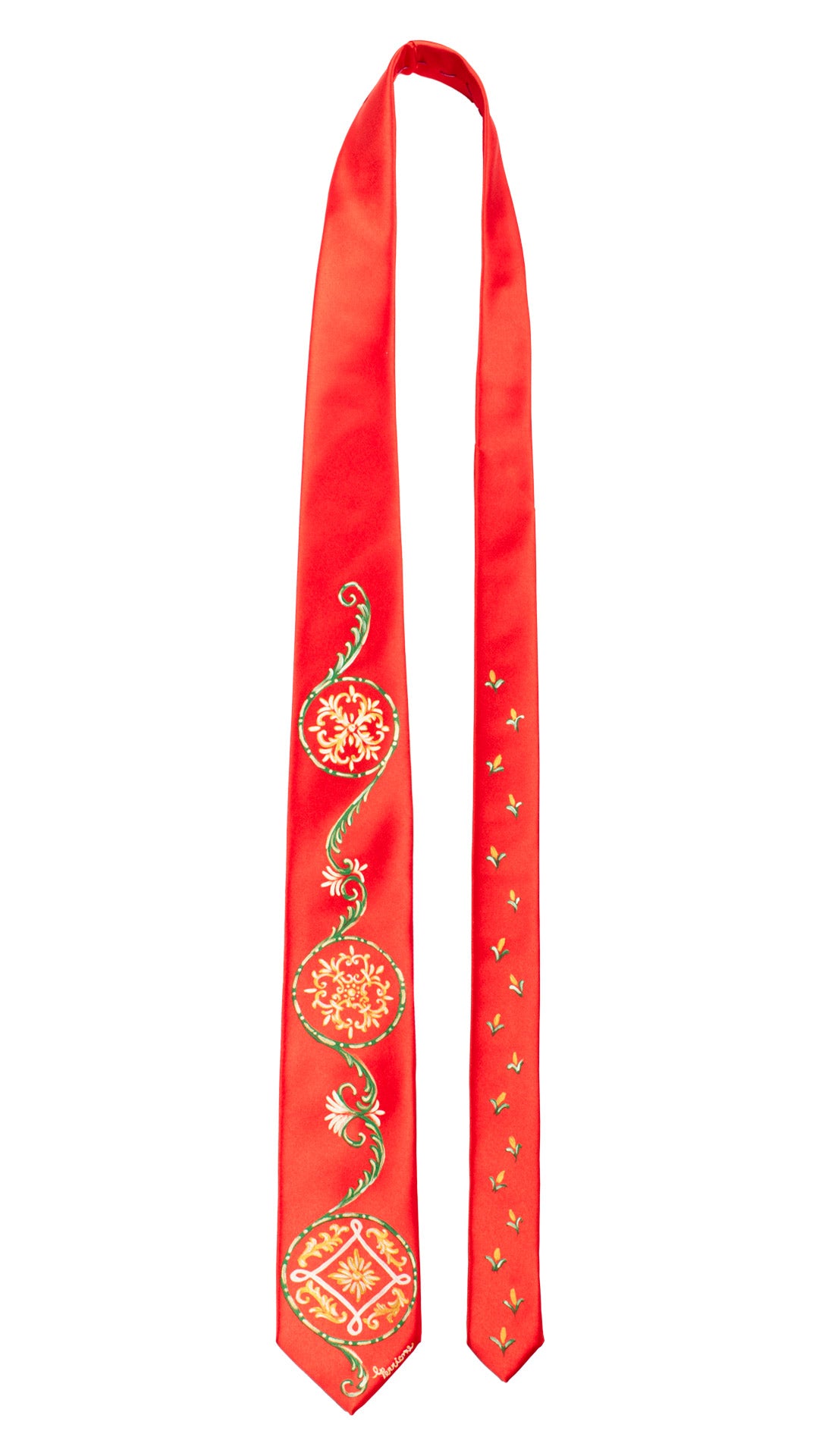Cravatta Siciliana Rossa Dipinta a Mano GP84 Made in Italy Graffeo Cravatte Pala
