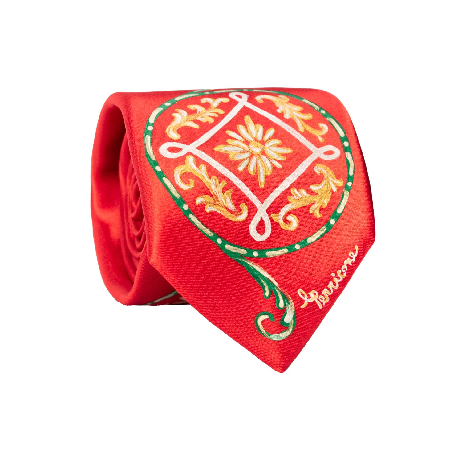 Cravatta Siciliana Rossa Dipinta a Mano GP84 Made in Italy Graffeo Cravatte Rotolo