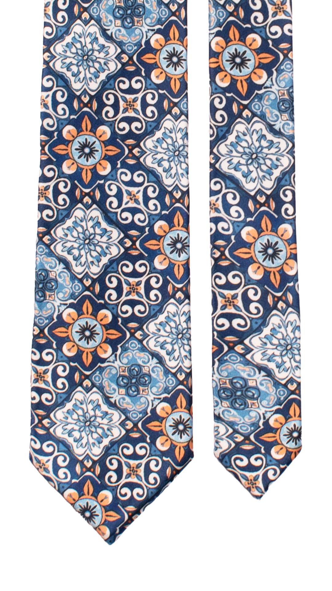 Cravatta Siciliana Stampa di Raso Multicolor con Maioliche CS29 Graffeo Cravatte Made in Italy Pala