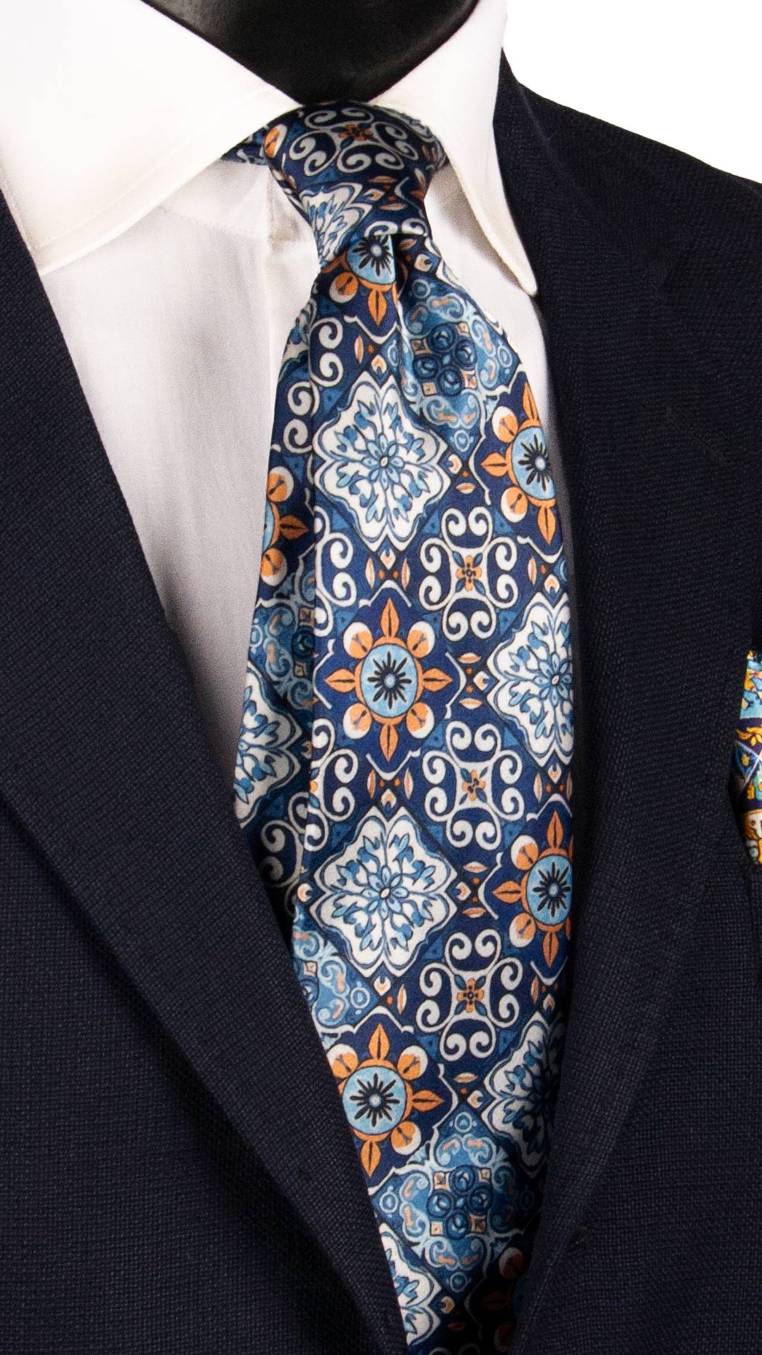 Cravatta Siciliana Stampa di Raso Multicolor con Maioliche CS29 Graffeo Cravatte Made in Italy