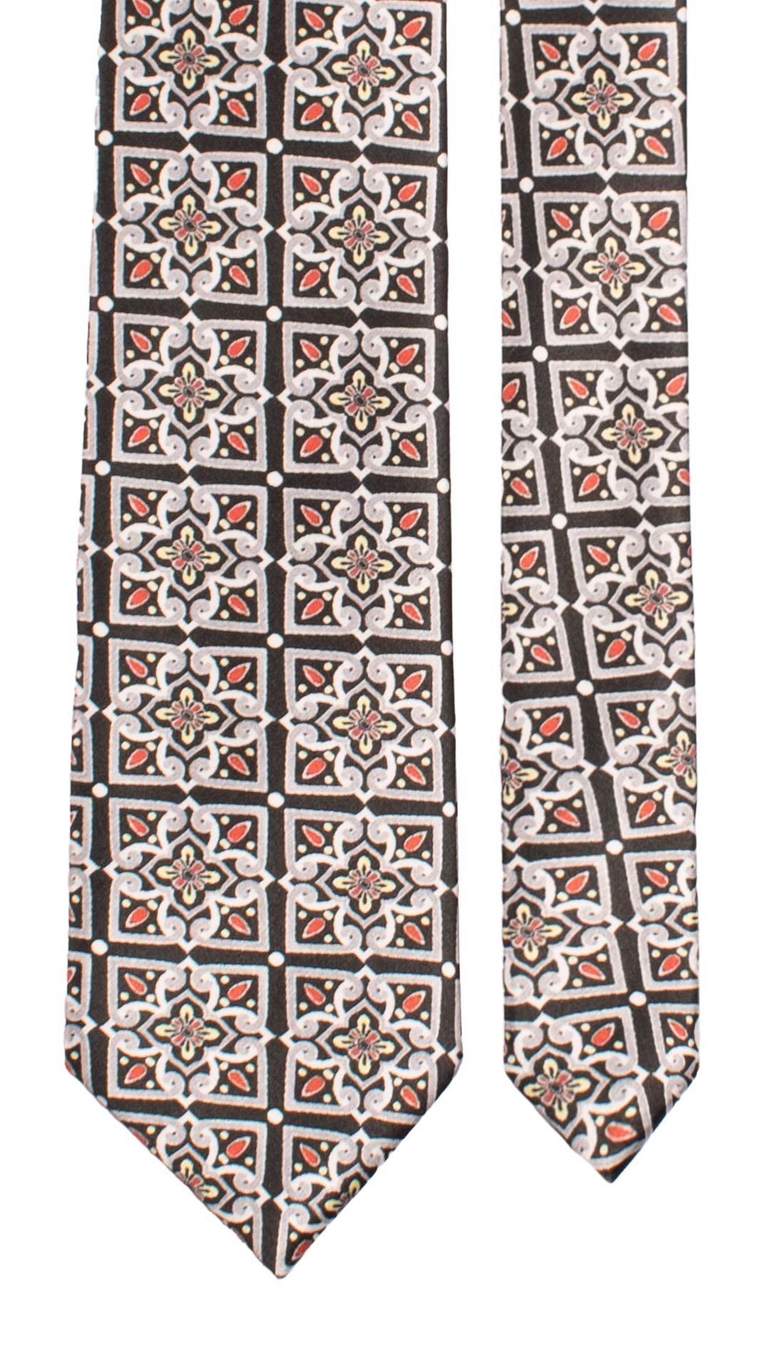 Cravatta Siciliana Stampa di Raso con Maioliche Multicolor CS33 Made in Italy Graffeo Cravatte Pala