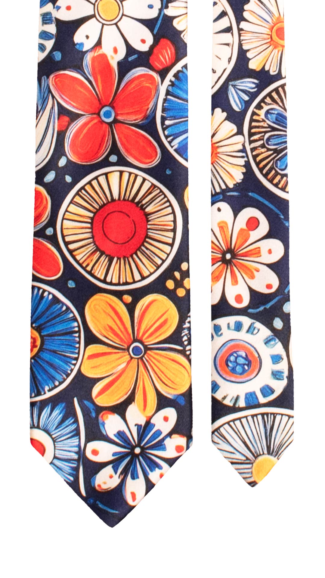 Cravatta Siciliana Stampa di Raso con Maioliche Multicolor CS43 Made in Italy Graffeo Cravatte Pala