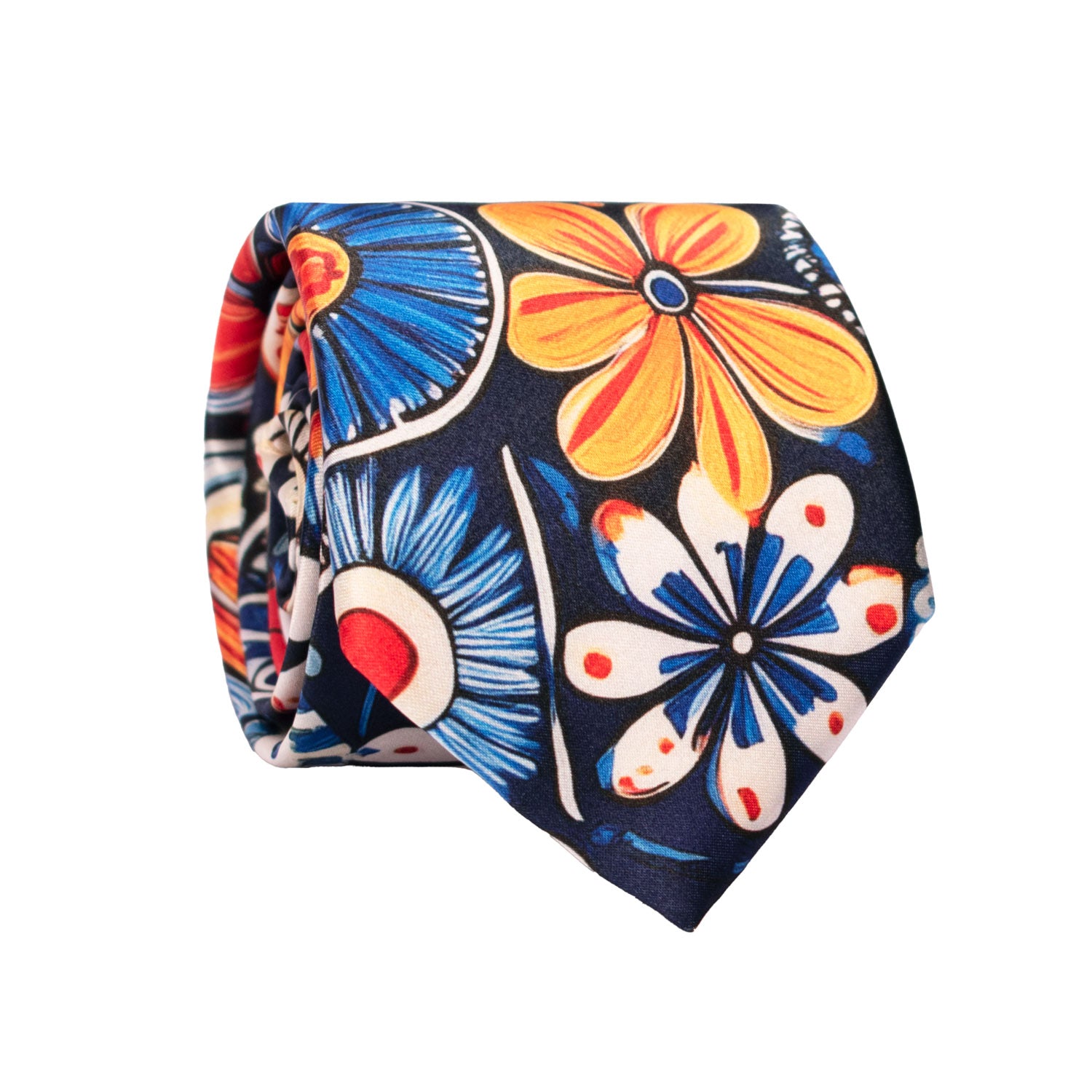 Cravatta Siciliana Stampa di Raso con Maioliche Multicolor CS43 Made in Italy Graffeo Cravatte Rotolo