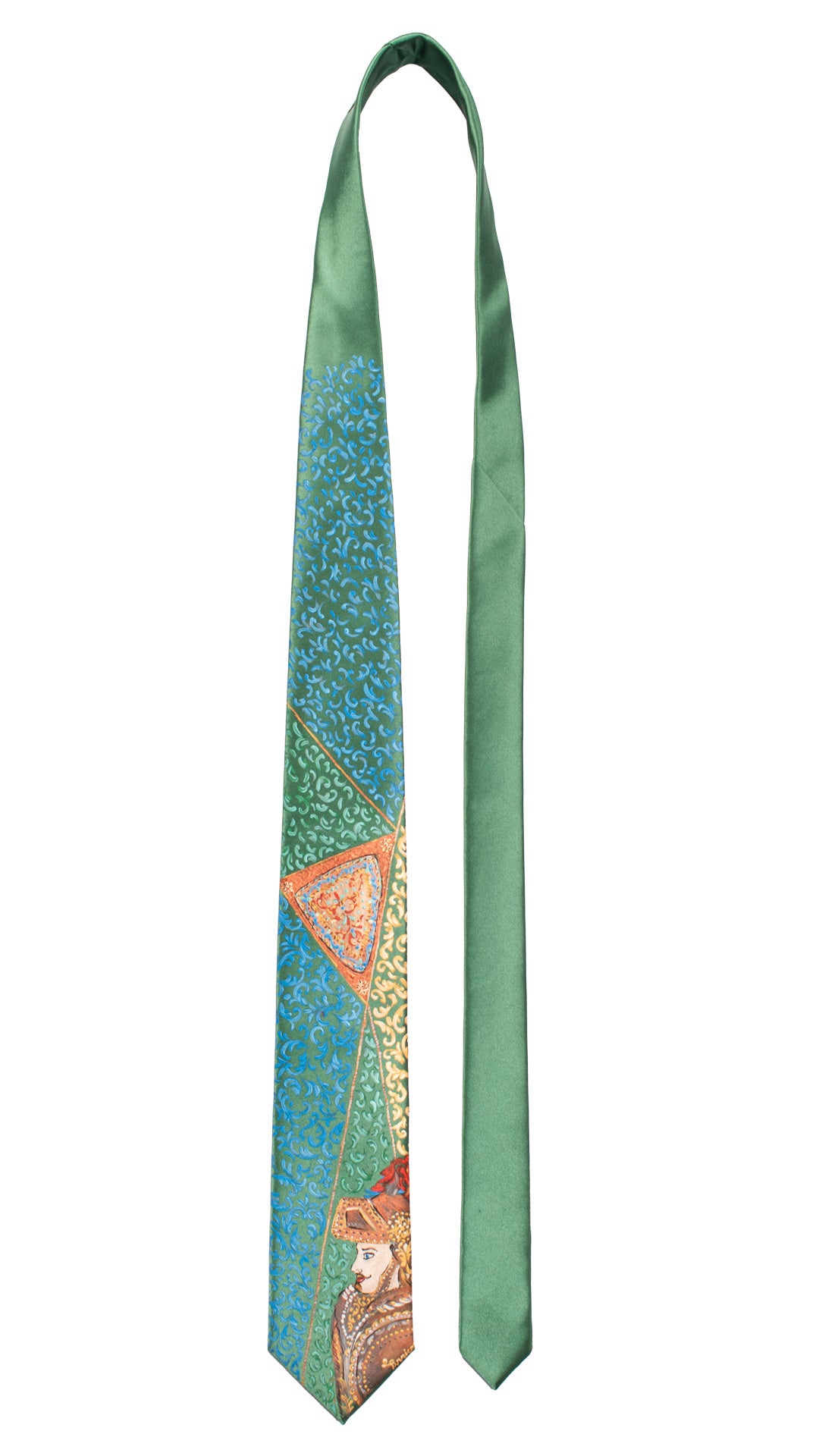 Cravatta Siciliana Verde Dipinta a Mano GP77 Graffeo Cravatte Made in Italy Pala