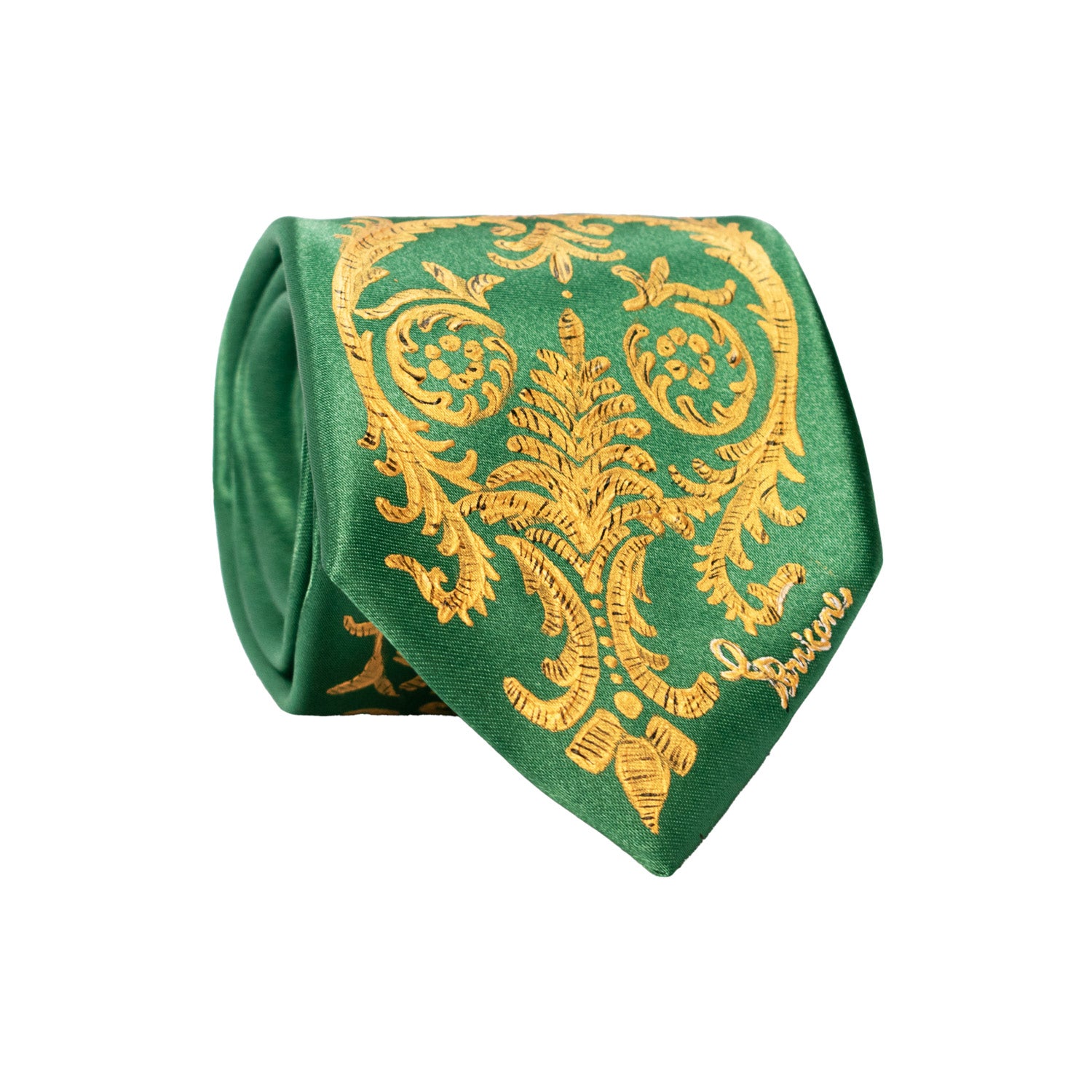 Cravatta Siciliana Verde Dipinta a Mano GP81 Made in Italy Graffeo Cravatte Rotolo