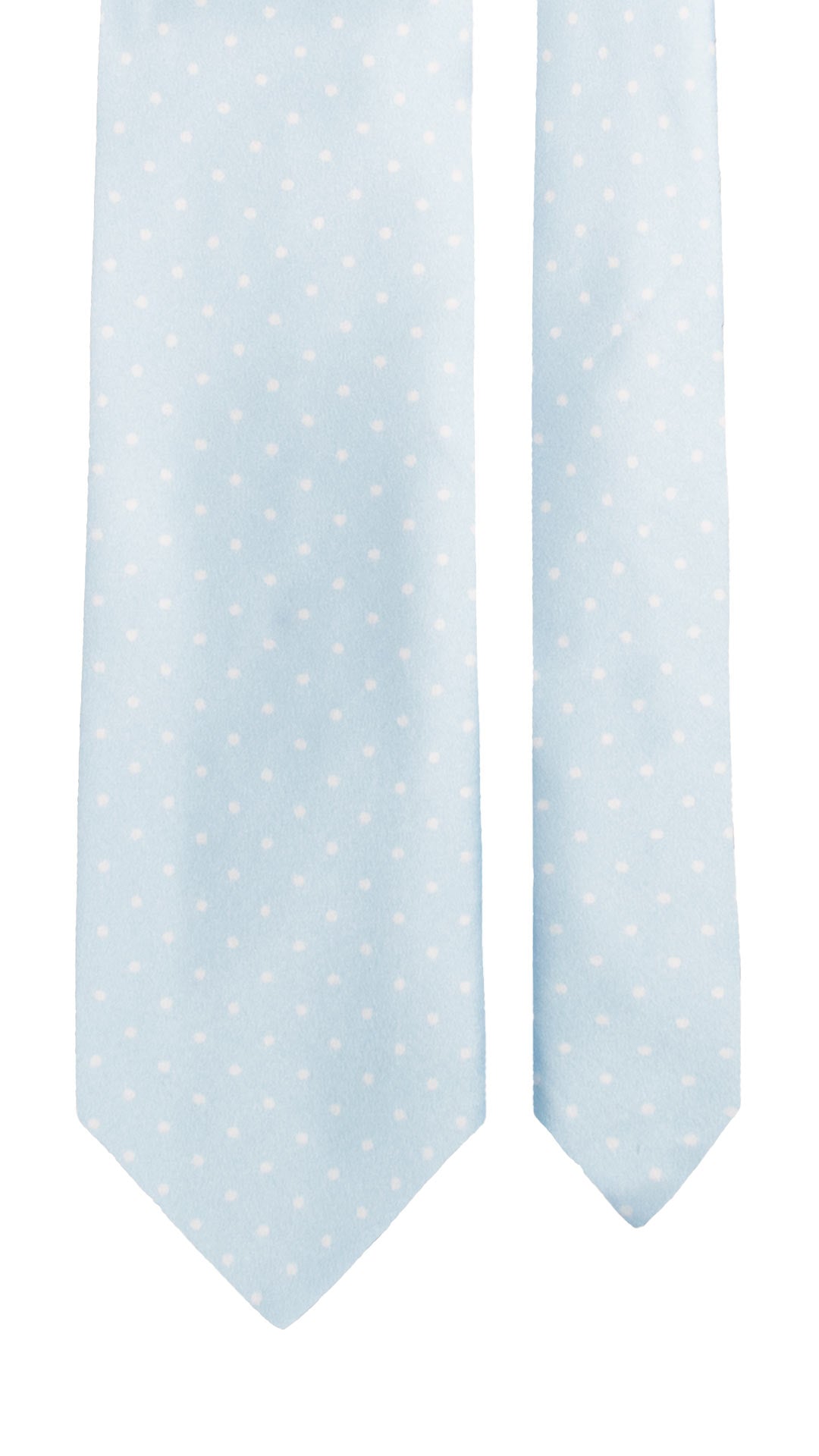 Cravatta Stampa di Seta Azzurro Polvere a Pois Bianchi 7585 Made in Italy Graffeo Cravatte Pala