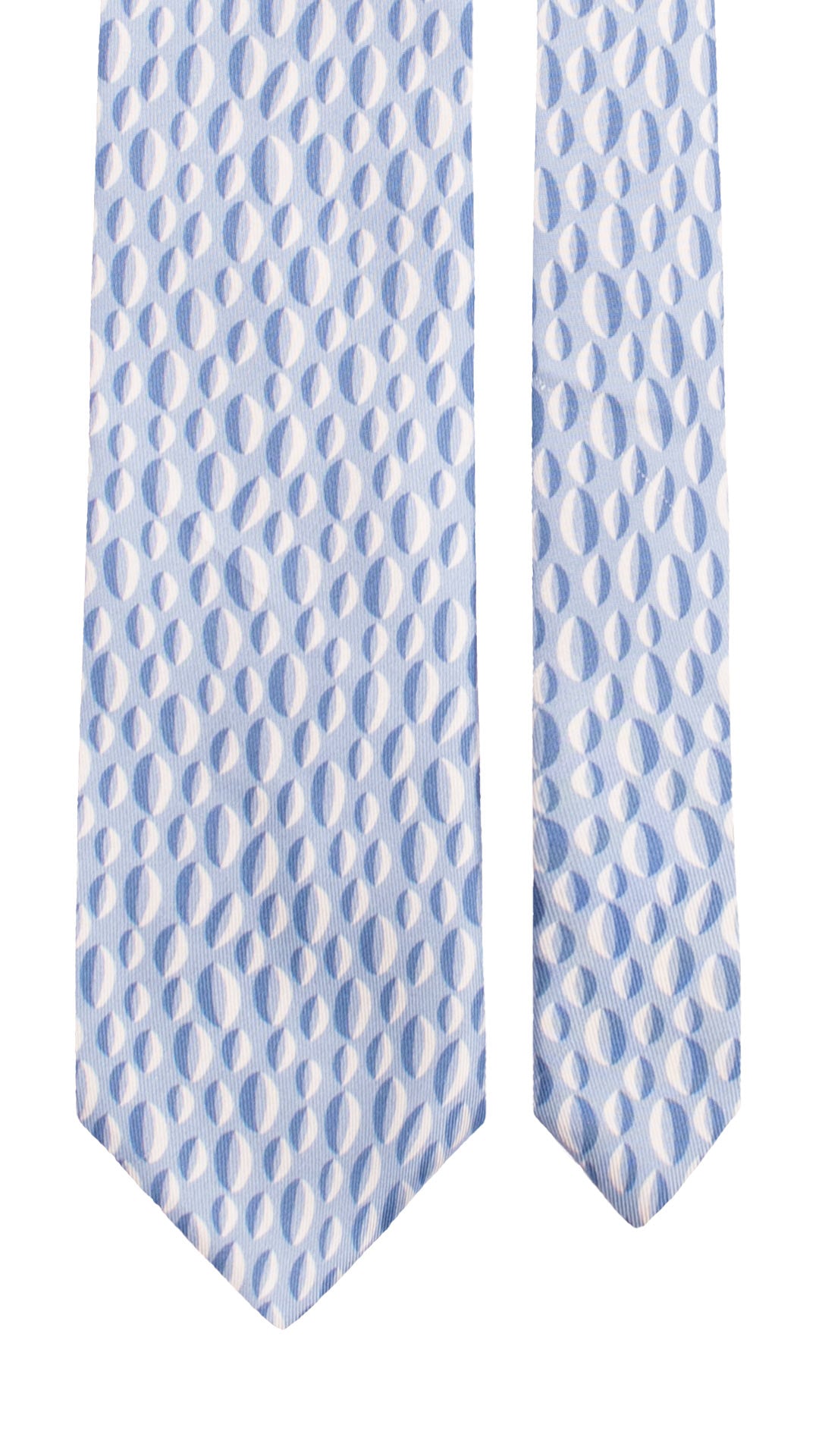 Cravatta Stampa di Seta Azzurra Fantasia Avio Bianco 7588 Made in Italy Graffeo Cravatte Pala