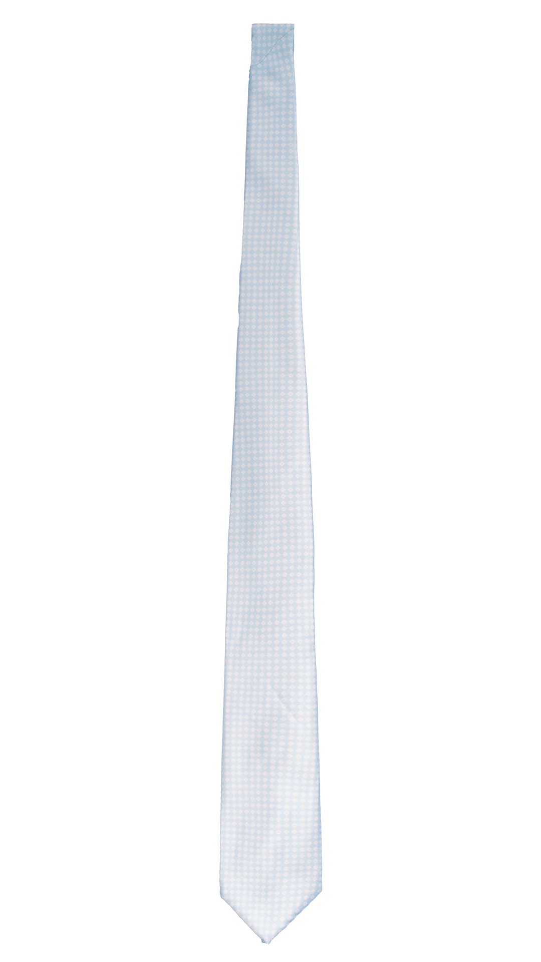 Cravatta Stampa di Seta Azzurro Polvere Fantasia Bianco 7586 Made in Italy Graffeo Cravatte Intera