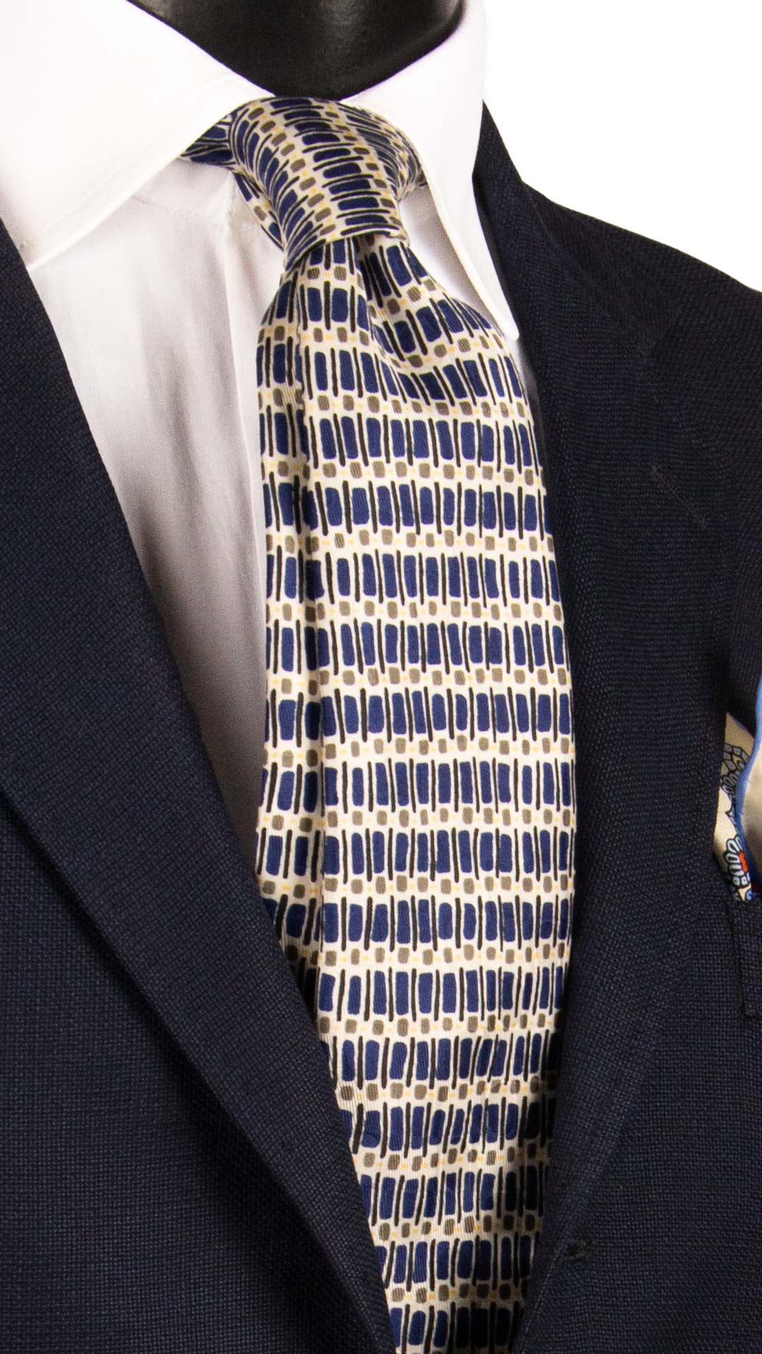 Cravatta Stampa di Seta Bianca Fantasia Multicolor 7308 Graffeo Cravatte Made in Italy