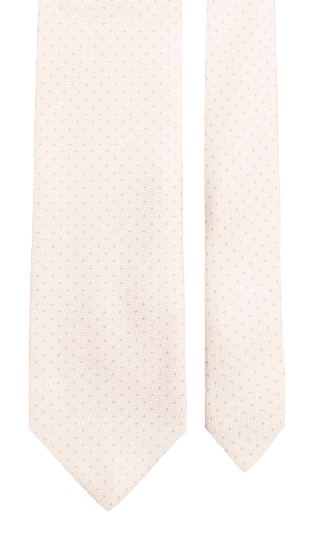 Cravatta Stampa di Seta Bianco Perla Fantasia Celeste 7661 Made in Italy Graffeo Cravatte Pala