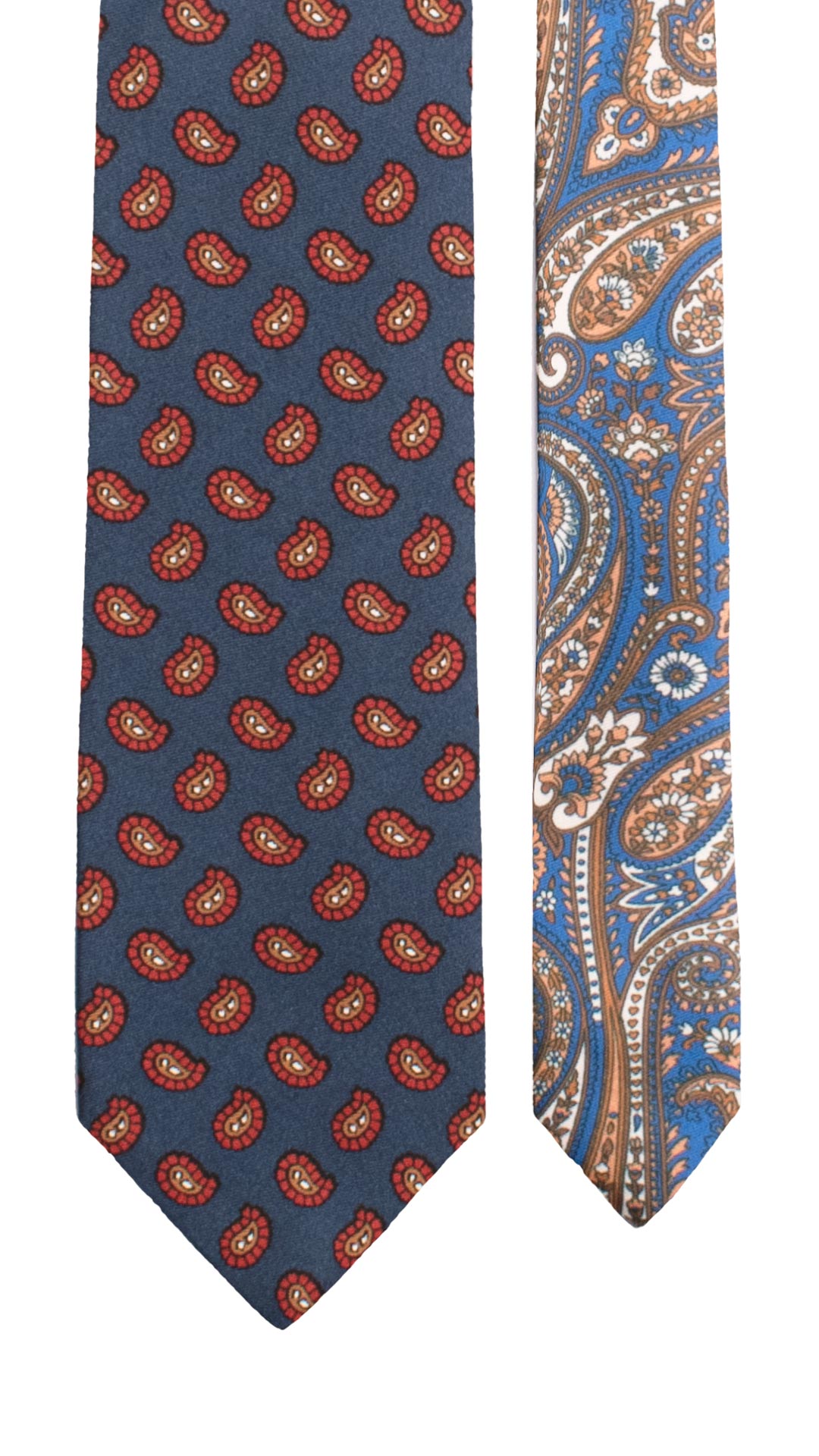 Cravatta Stampa di Seta Blu Navy Paisley Rosso Mattone Beige Marrone Nodo in Contrasto Bordeaux Fantasia Multicolor N3280 Made in Italy Graffeo Cravatte Pala