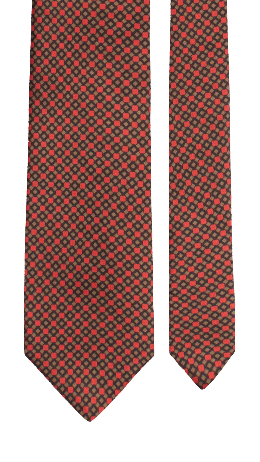 Cravatta Stampa di Seta Blu Notte Fantasia Rosso Verde Oliva 7556 Made in Italy Graffeo Cravatte Pala