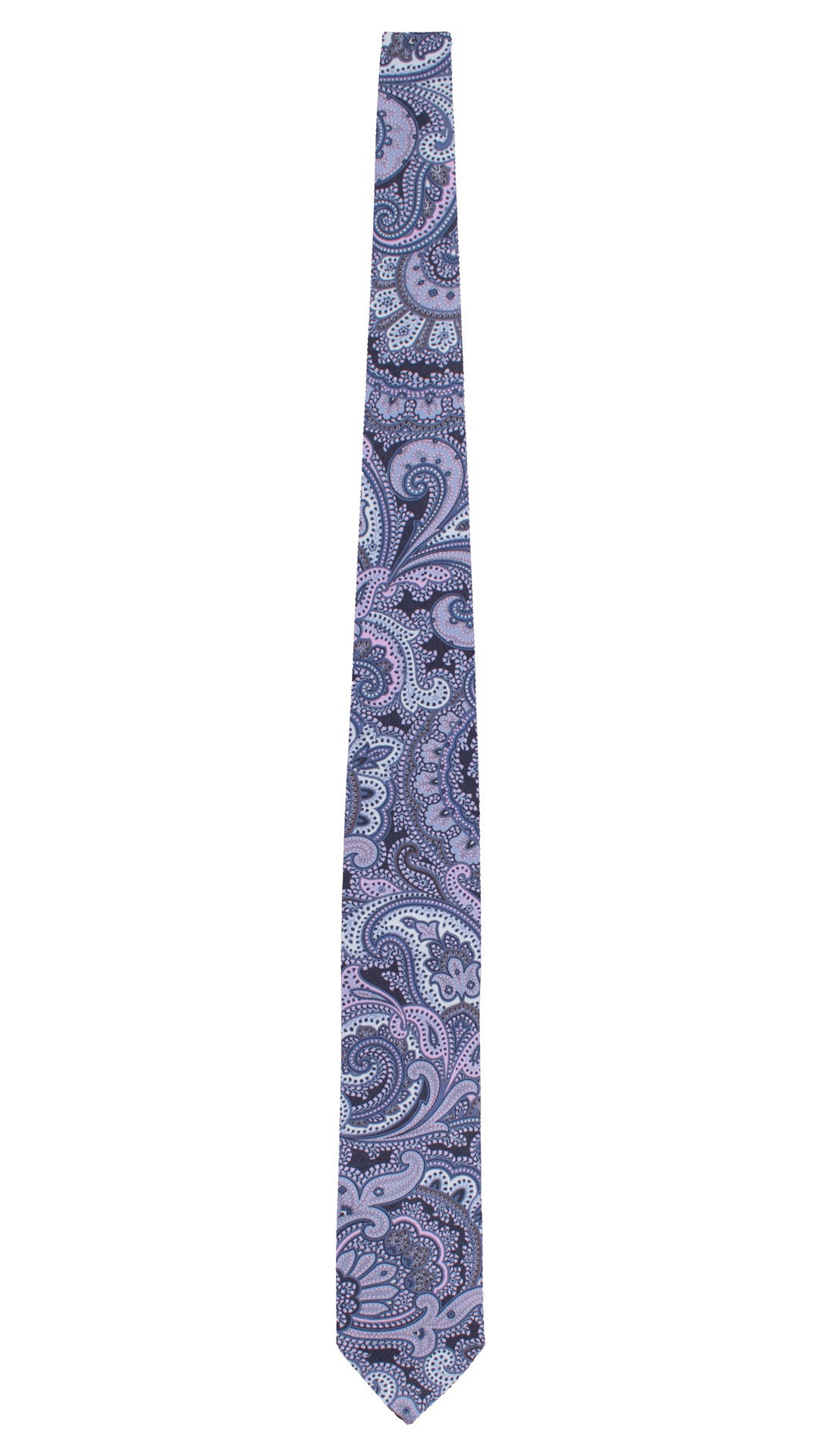 Cravatta Stampa di Seta Blu Paisley Lilla Celeste Marrone AN8087 Made in Italy Graffeo Cravatte Intera
