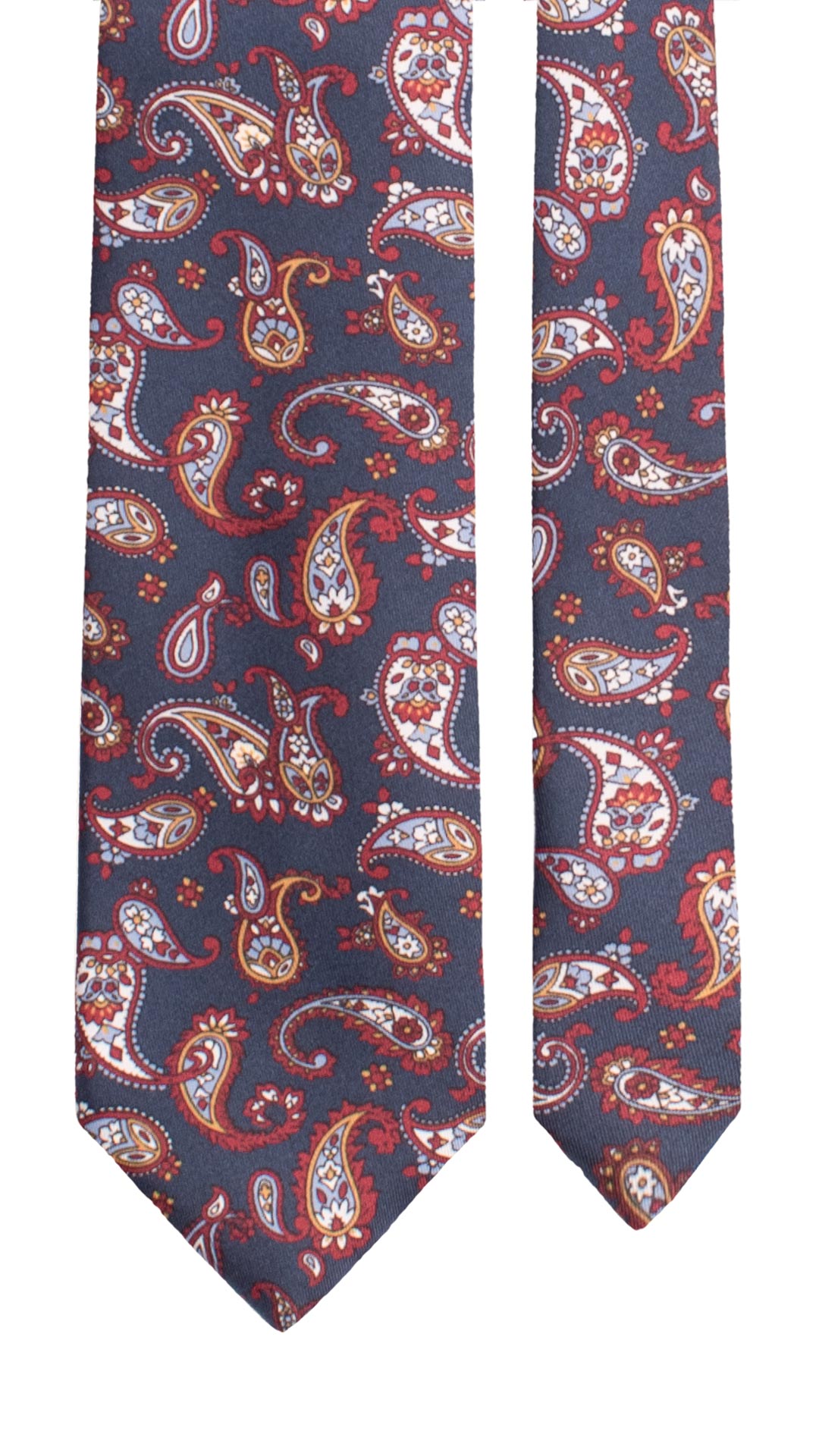 Cravatta Stampa di Seta Blu Paisley Multicolor AN8103 Made in Italy Graffeo Cravatte Pala