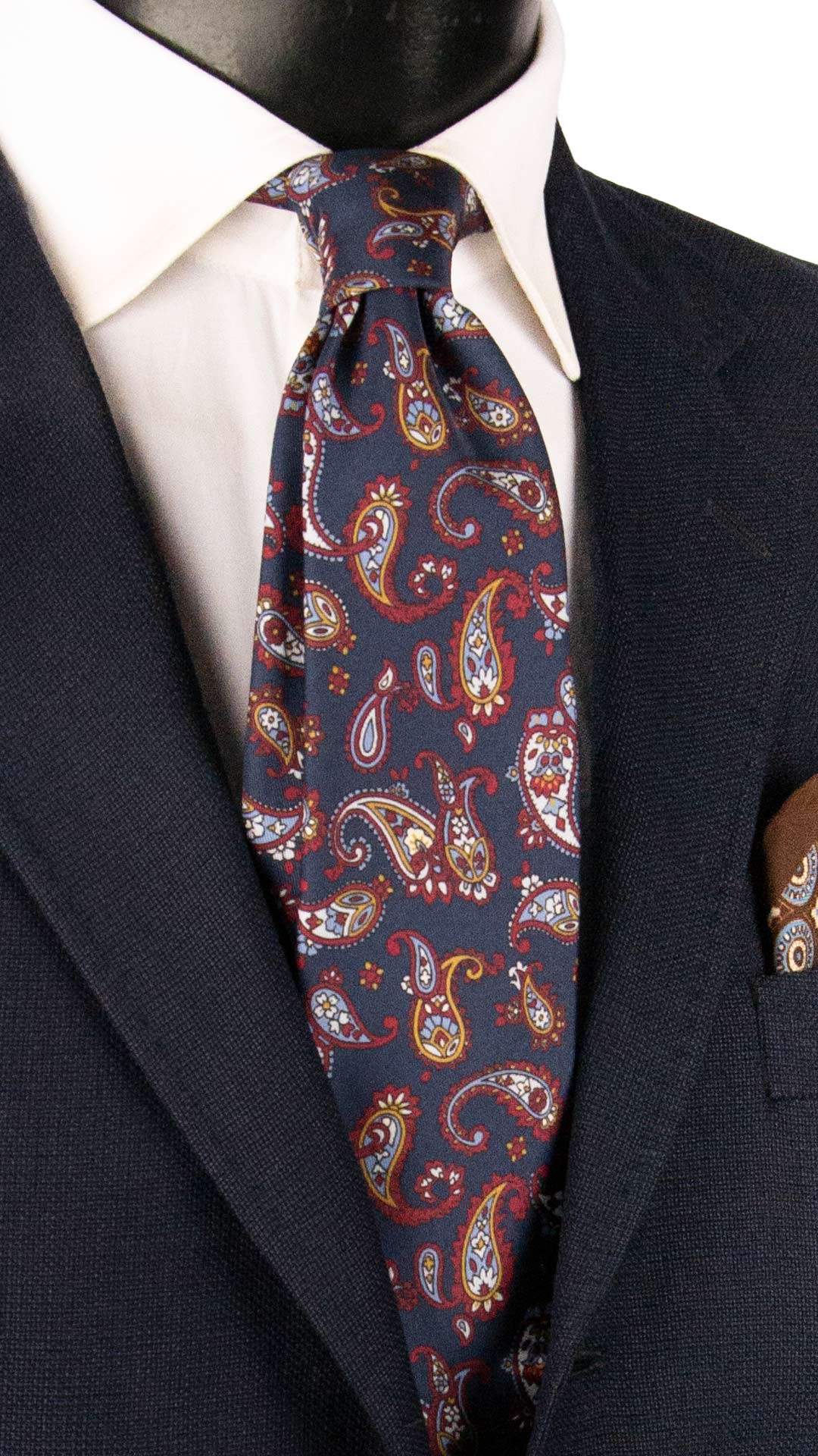 Cravatta Stampa di Seta Blu Paisley Multicolor AN8103 Made in Italy Graffeo Cravatte