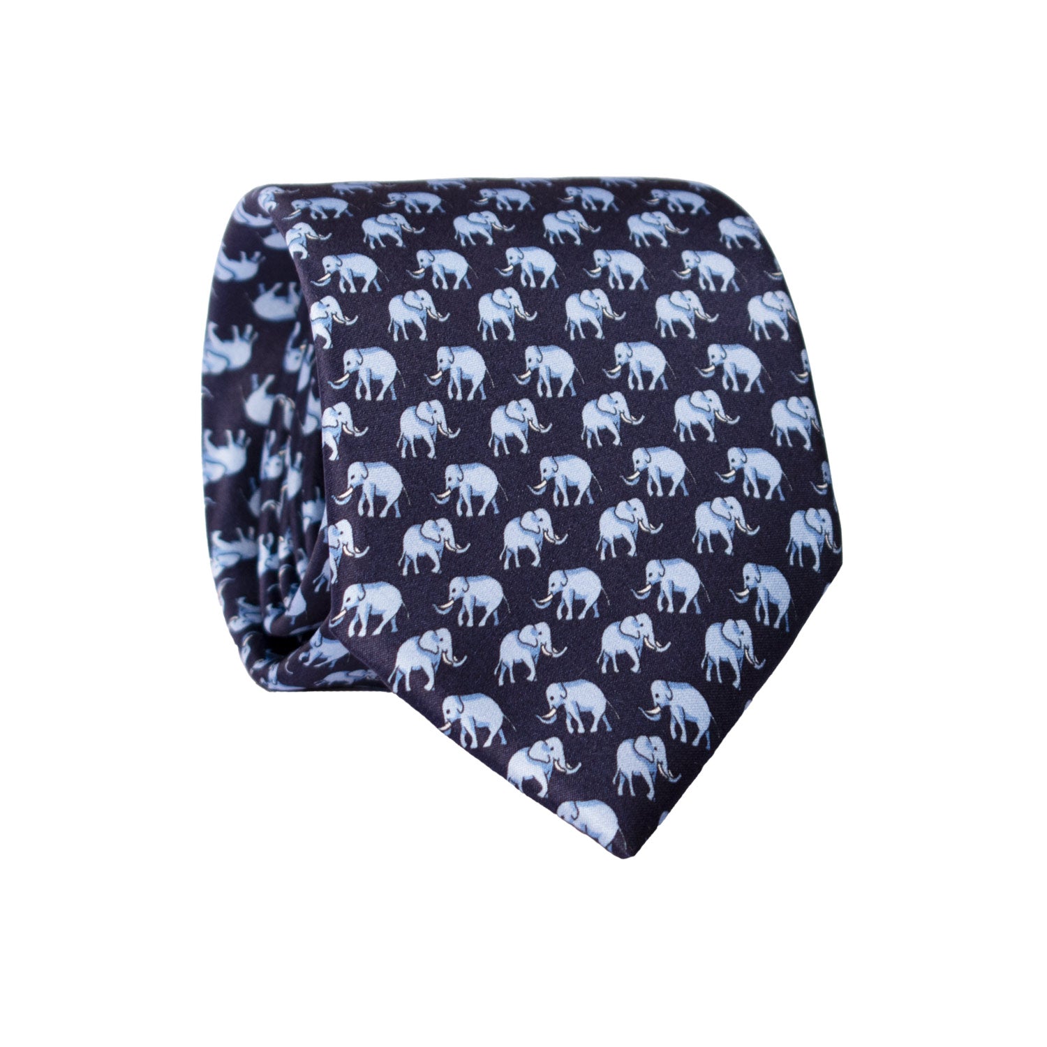 Cravatta Stampa di Seta Blu con Animali Celesti AN7356 Graffeo Cravatte Made in Italy Rotolo