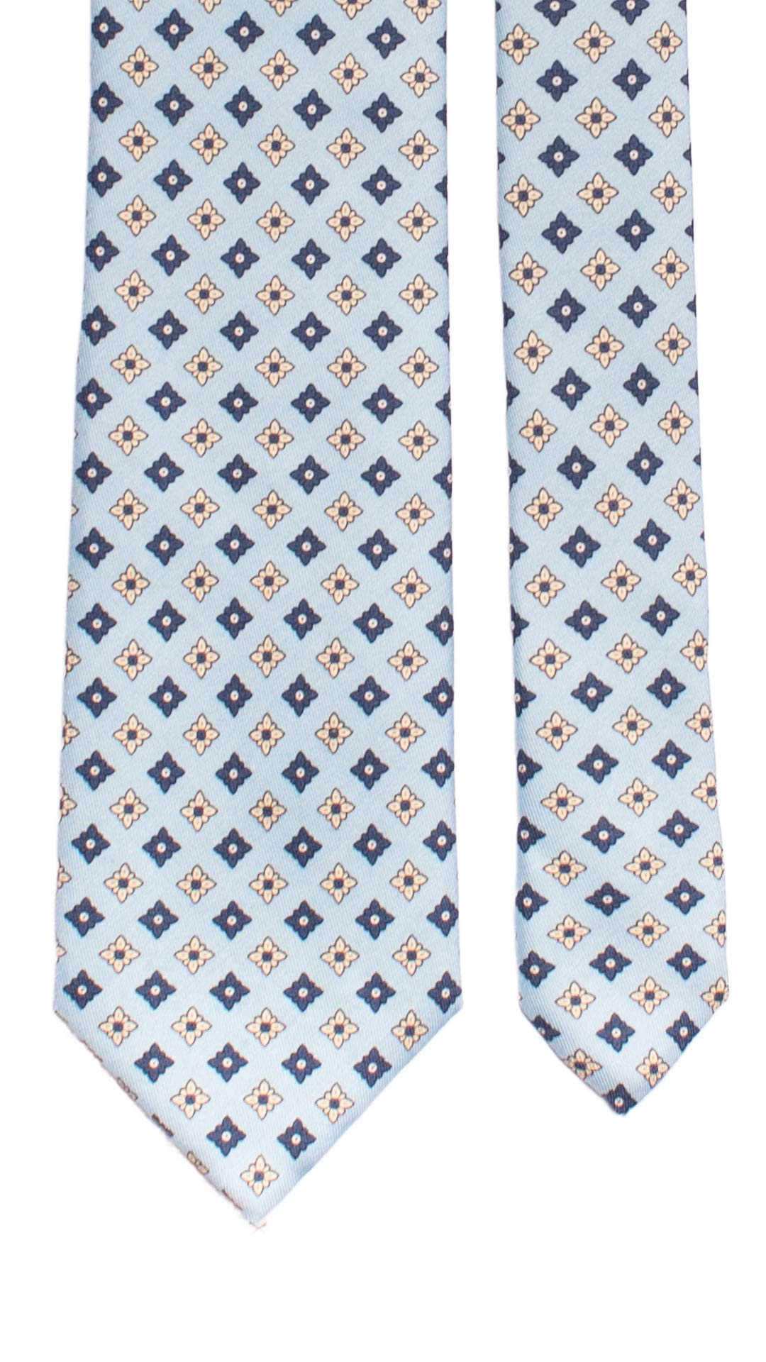 Cravatta Stampa di Seta Celeste Fantasia Blu Bianco Sporco AN7352 Graffeo Cravatte Made in Italy Pala