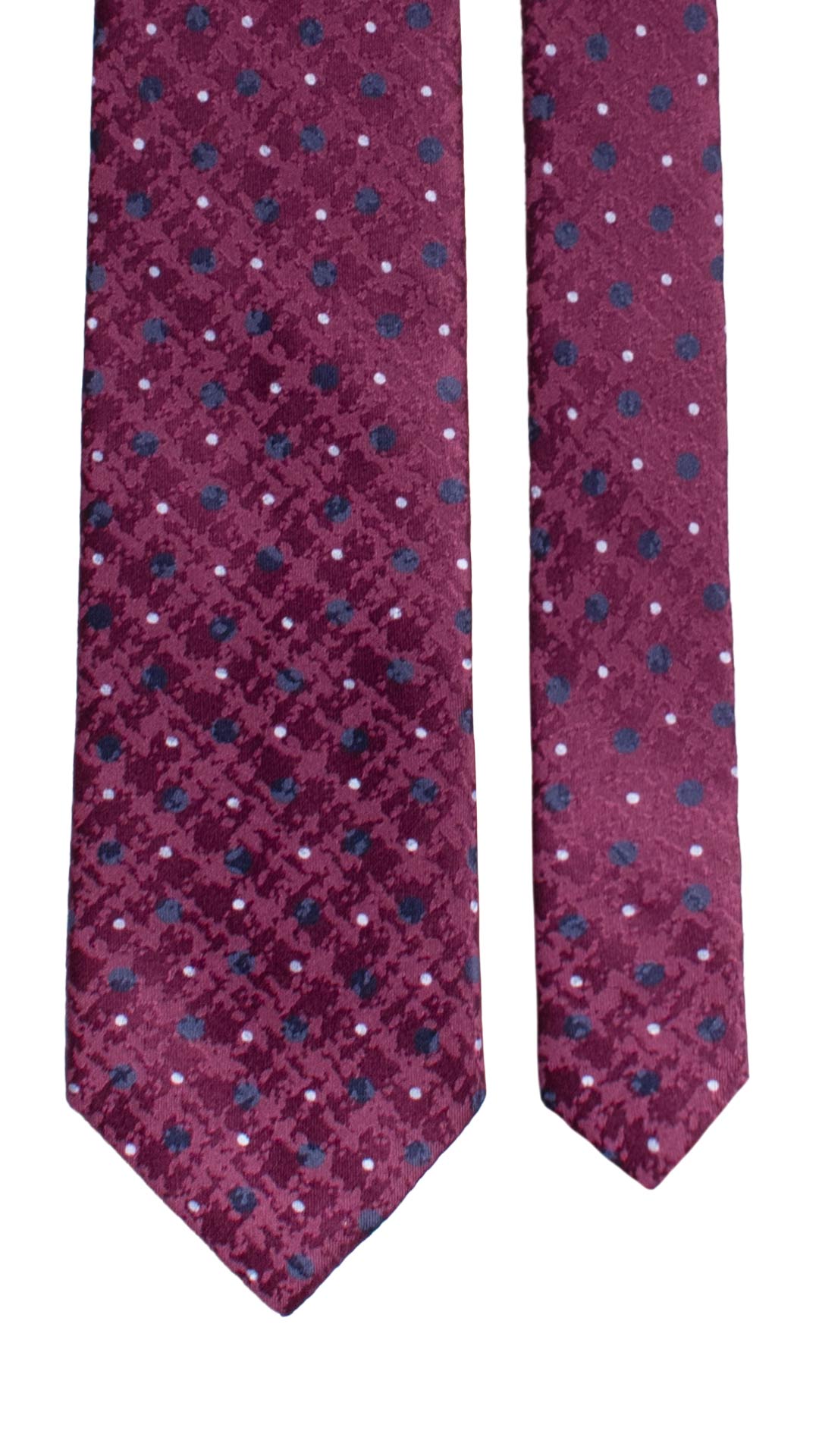 Cravatta Stampa di Seta Jacquard Color Prugna Fantasia Blu Celeste AN7357 Graffeo Cravatte Made in Italy Pala