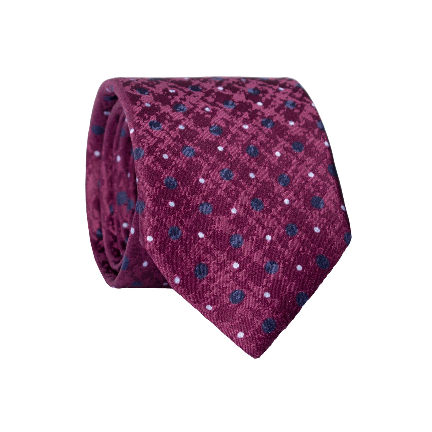 Cravatta Stampa di Seta Jacquard Color Prugna Fantasia Blu Celeste AN7357 Graffeo Cravatte Made in Italy Rotolo