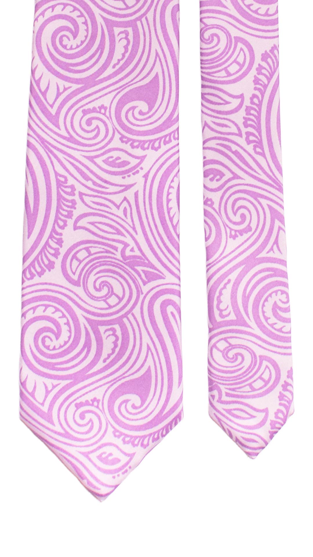 Cravatta Stampa di Seta Lilla Paisley Viola 7351 Graffeo Cravatte Made in Italy Pala