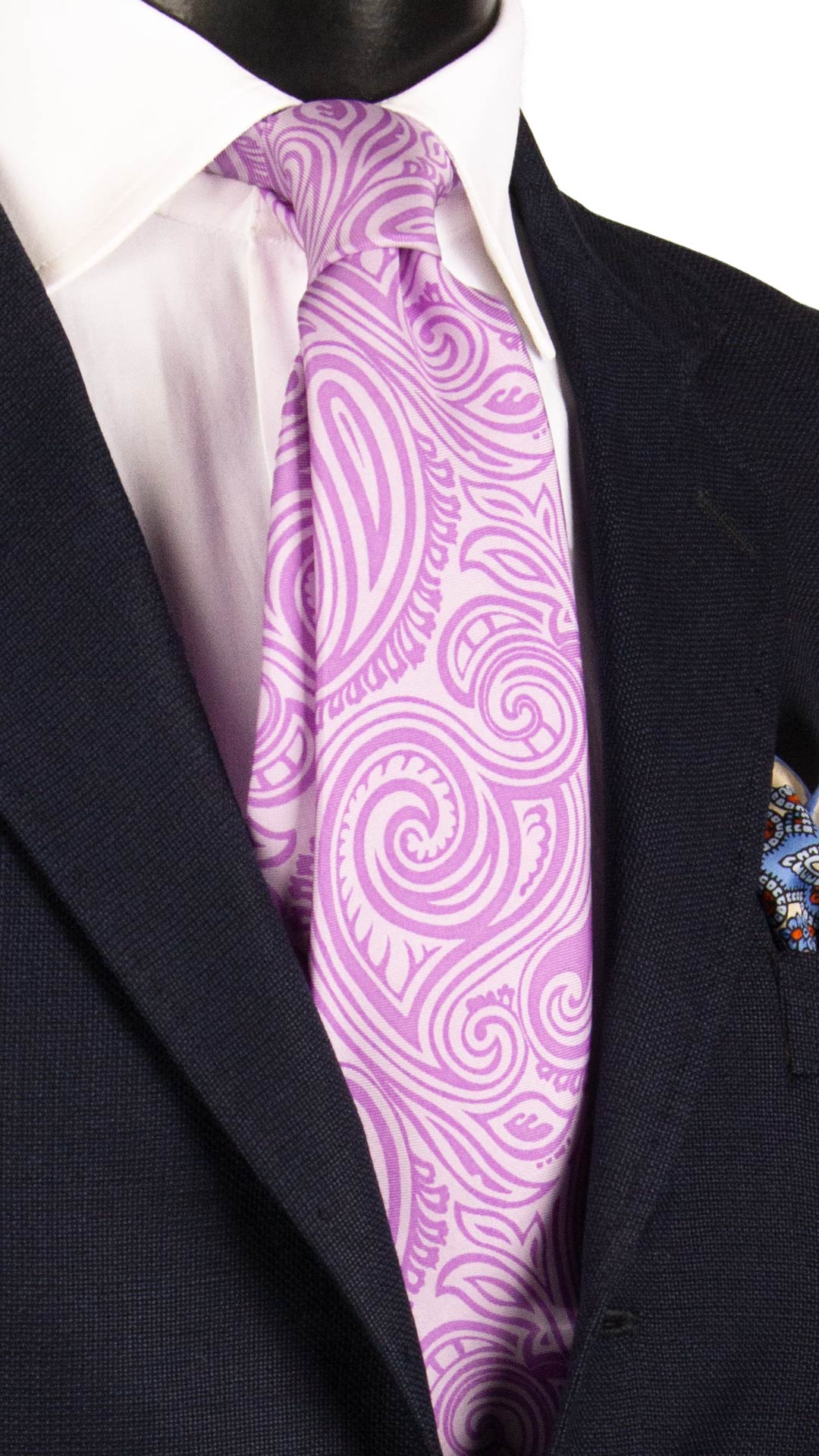 Cravatta Stampa di Seta Lilla Paisley Viola 7351 Graffeo Cravatte Made in Italy