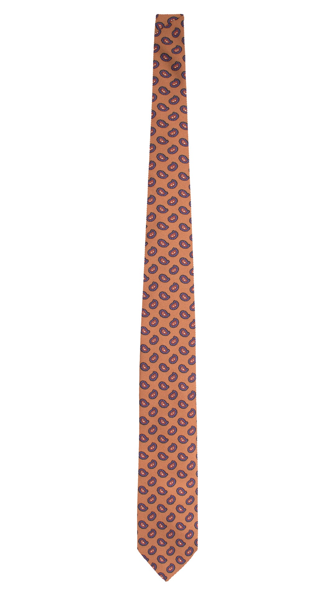 Cravatta Stampa di Seta Marrone Chiaro Paisley Viola Bianco Rosso Mattone AN7560 Made in Italy Graffeo Cravatte Intera