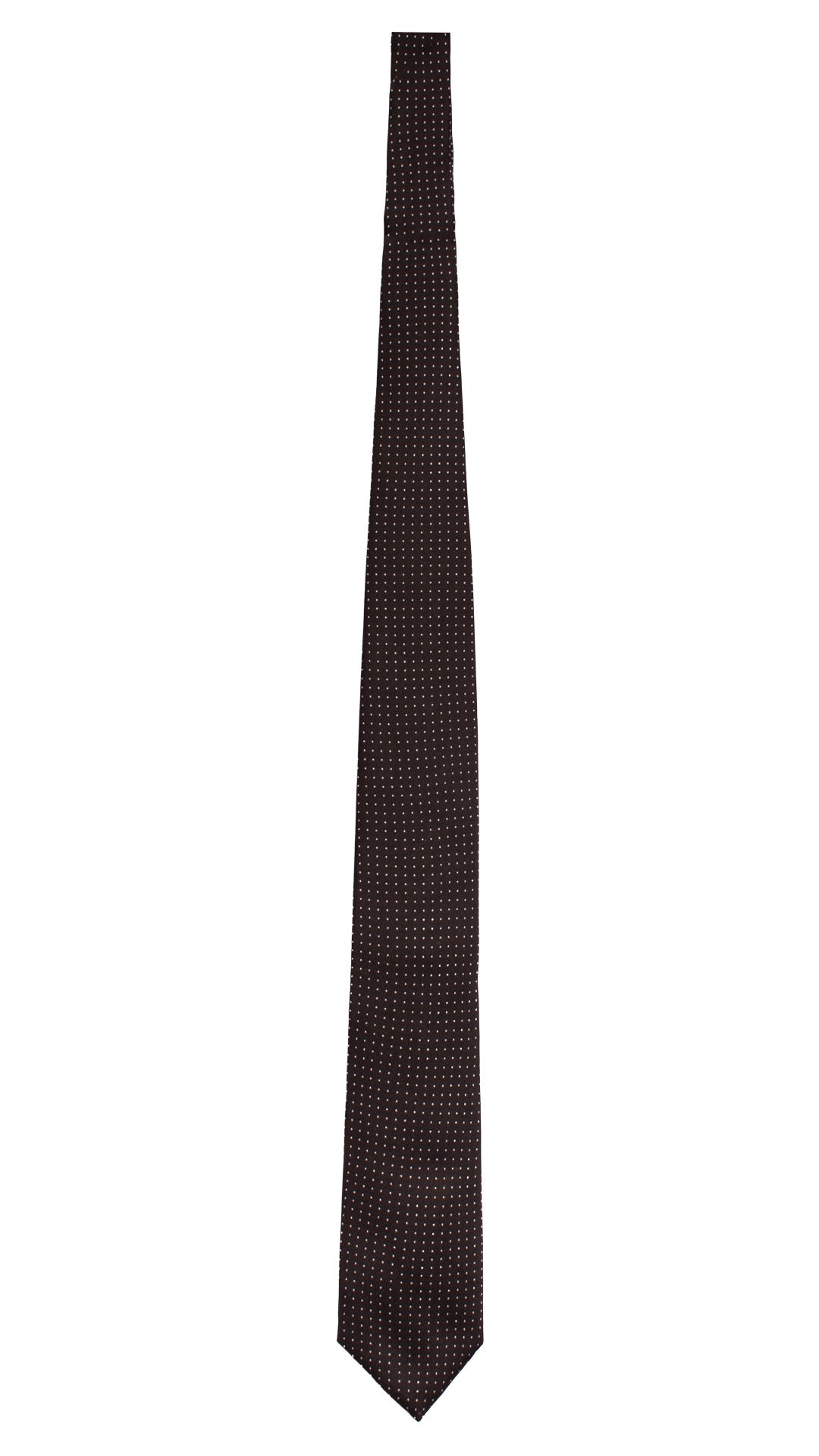 Cravatta Stampa di Seta Nera Punto a Spillo Grigio Argento 7419 Made in Italy Graffeo Cravatte Intera