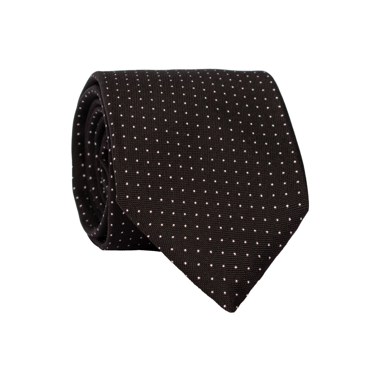 Cravatta Stampa di Seta Nera Punto a Spillo Grigio Argento 7419 Made in Italy Graffeo Cravatte Rotolo