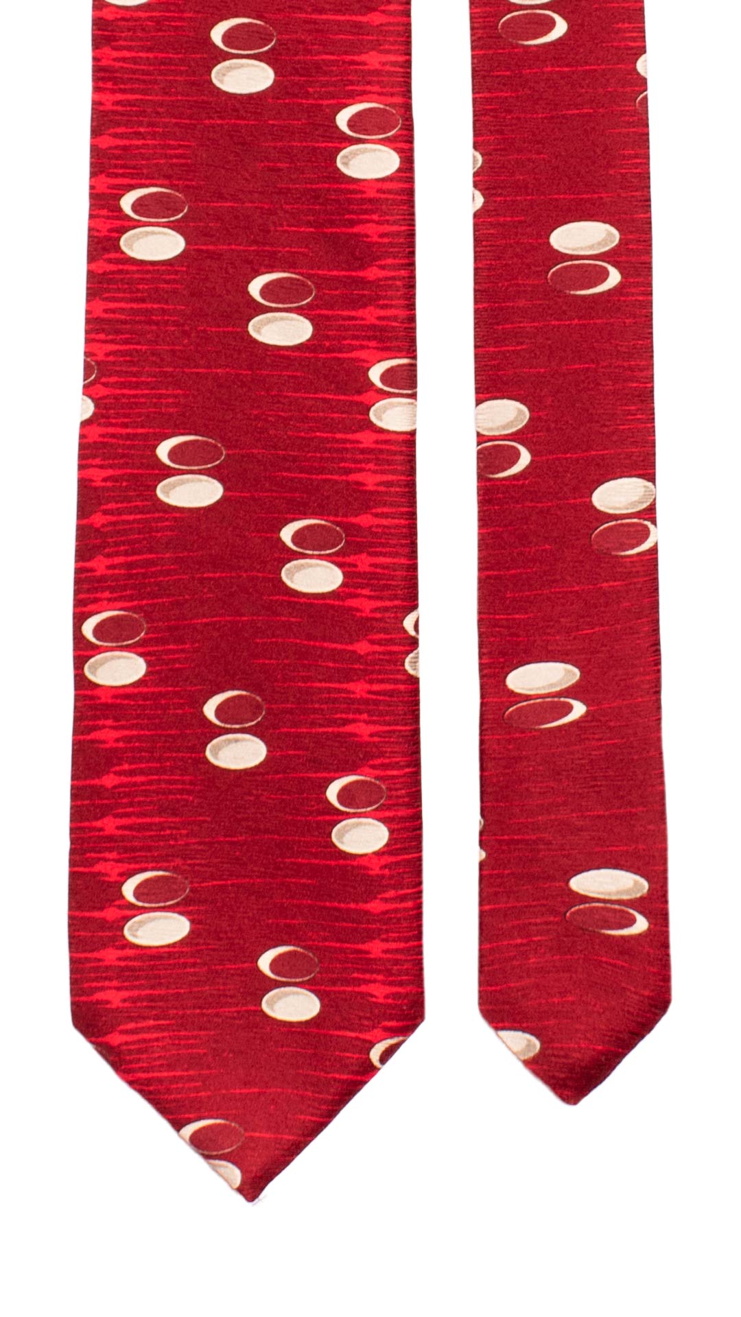 Cravatta Stampa di Seta Rossa Bordeaux Fantasia Tortora 7307 Graffeo Cravatte Made in Italy Pala