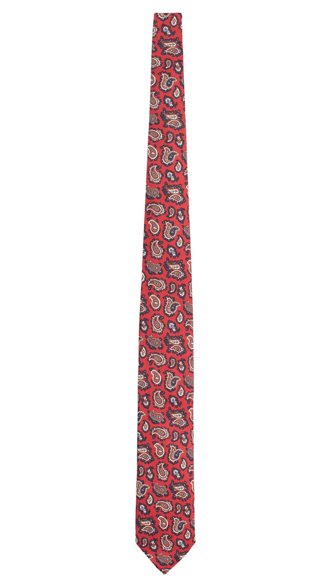 Cravatta Stampa di Seta Rosso Bordeaux Paisley Blu Marrone Bianco Celeste AN8102 Made in Italy Graffeo Cravatte Intera