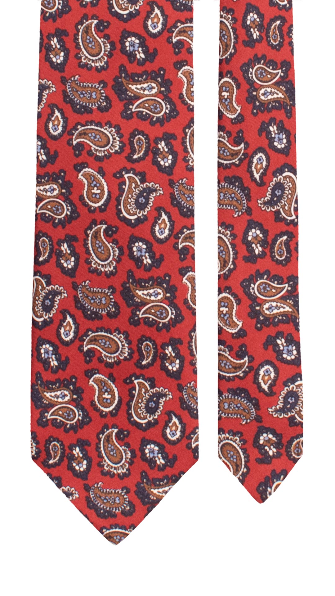 Cravatta Stampa di Seta Rosso Bordeaux Paisley Blu Marrone Bianco Celeste AN8102 Made in Italy Graffeo Cravatte Pala