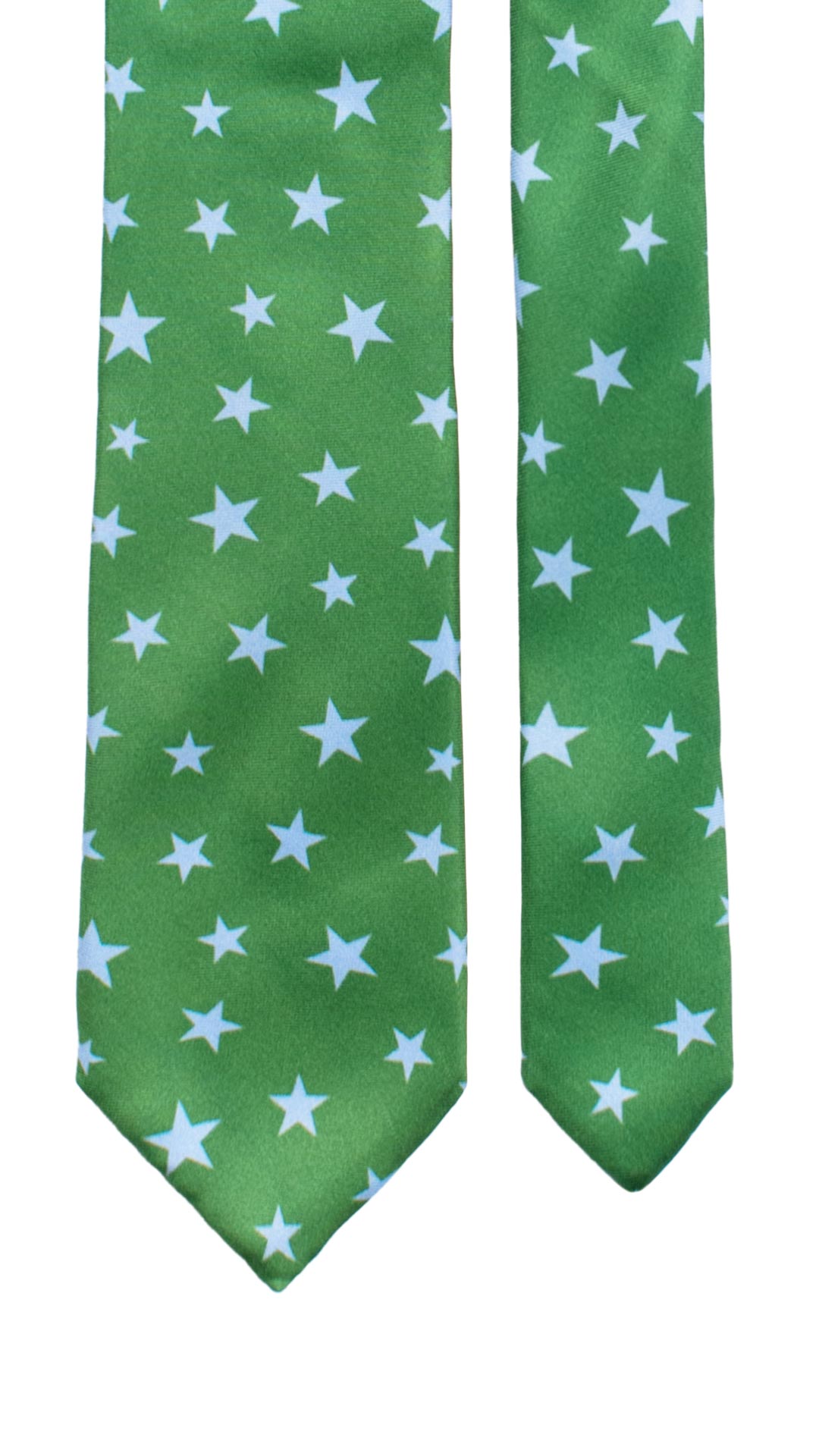 Cravatta Stampa di Seta Verde con Stelle Celesti 7516 Made in Italy Graffeo Cravatte Pala