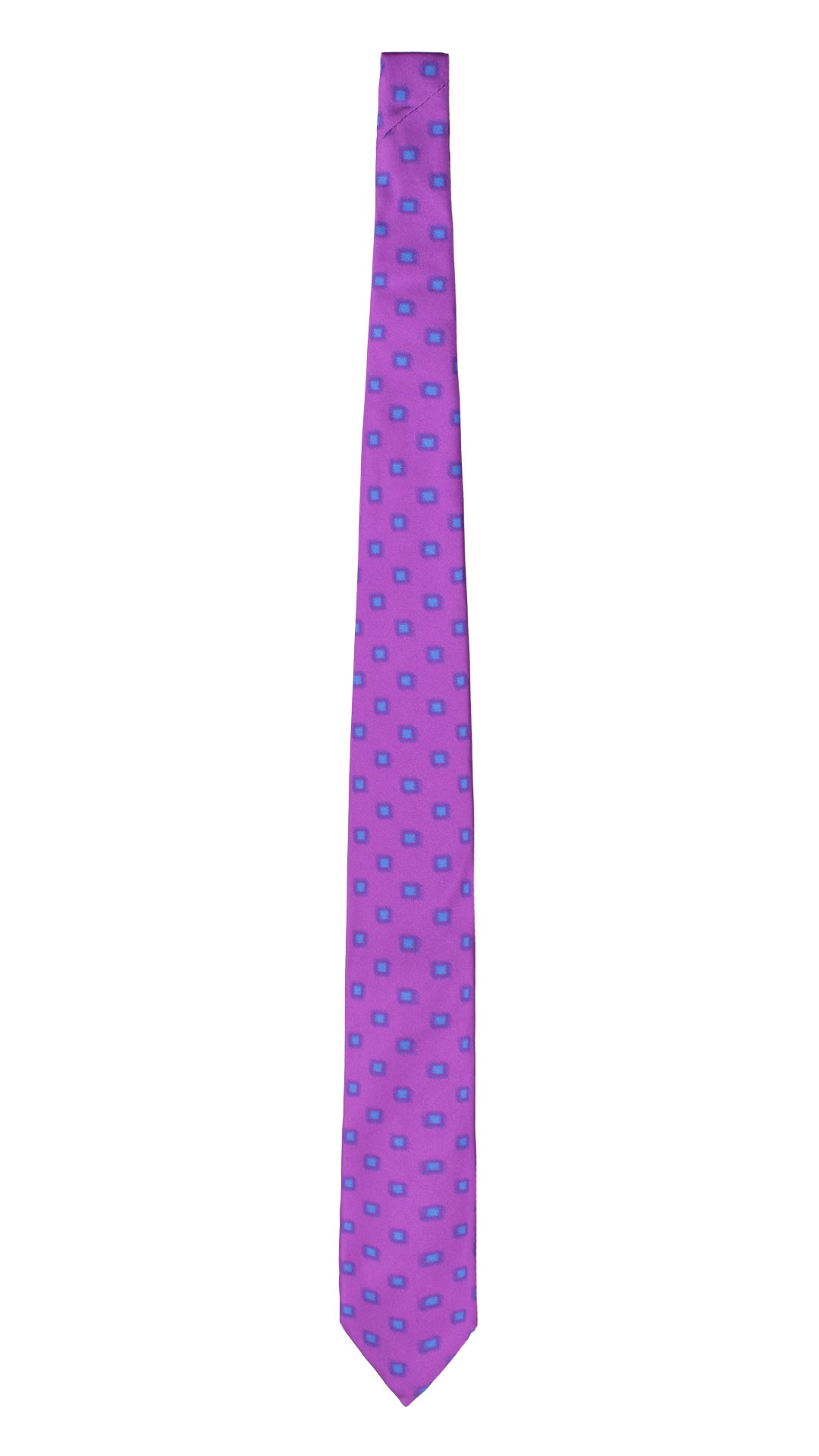 Cravatta Stampa di Seta Viola Fantasia Turchese 7590 Made in Italy Graffeo Cravatte Intera