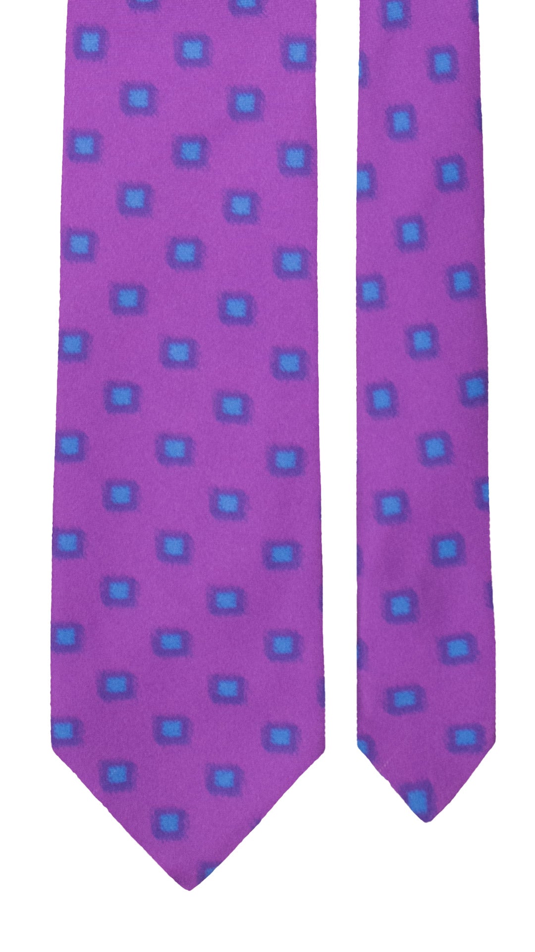 Cravatta Stampa di Seta Viola Fantasia Turchese 7590 Made in Italy Graffeo Cravatte Pala
