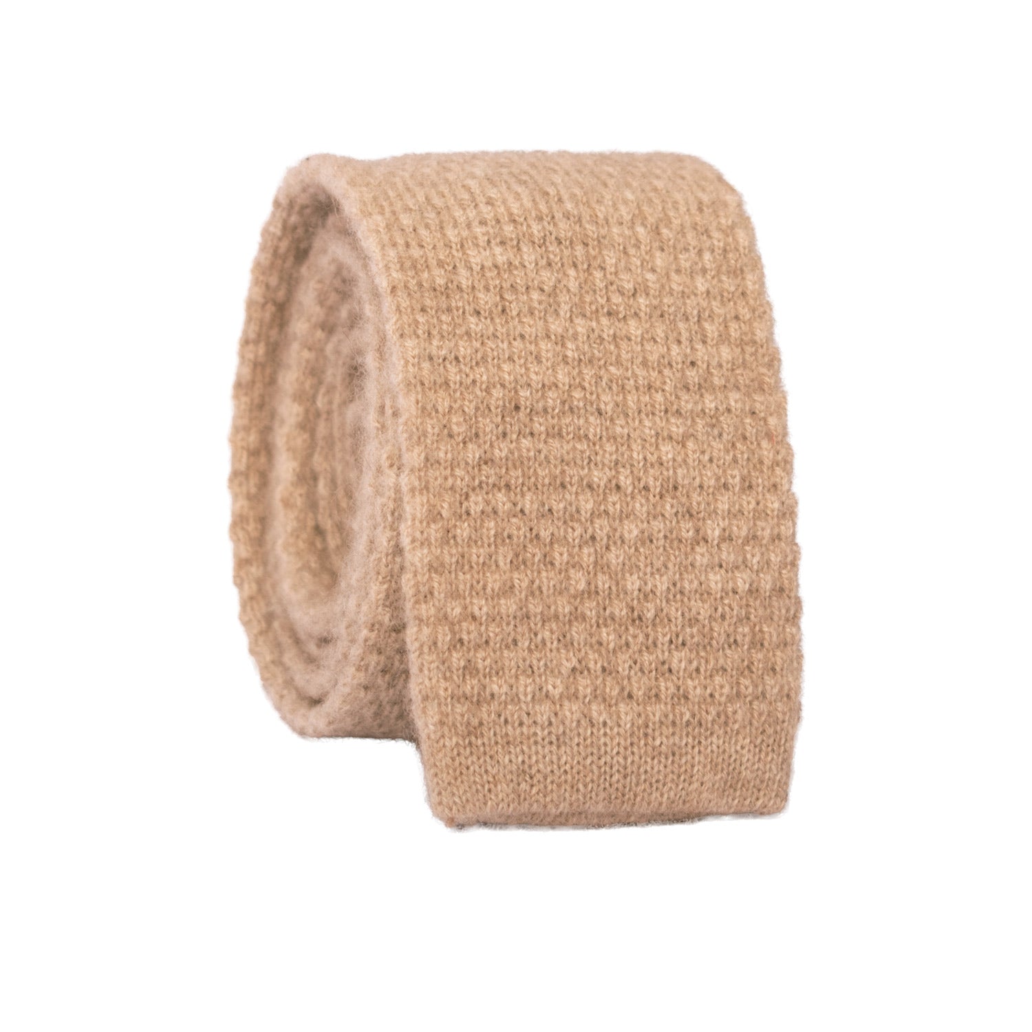 Cravatta Tricot in Maglia di Cashmere Beige Tinta Unita TRI490 Made in Italy Graffeo Cravatte Rotolo
