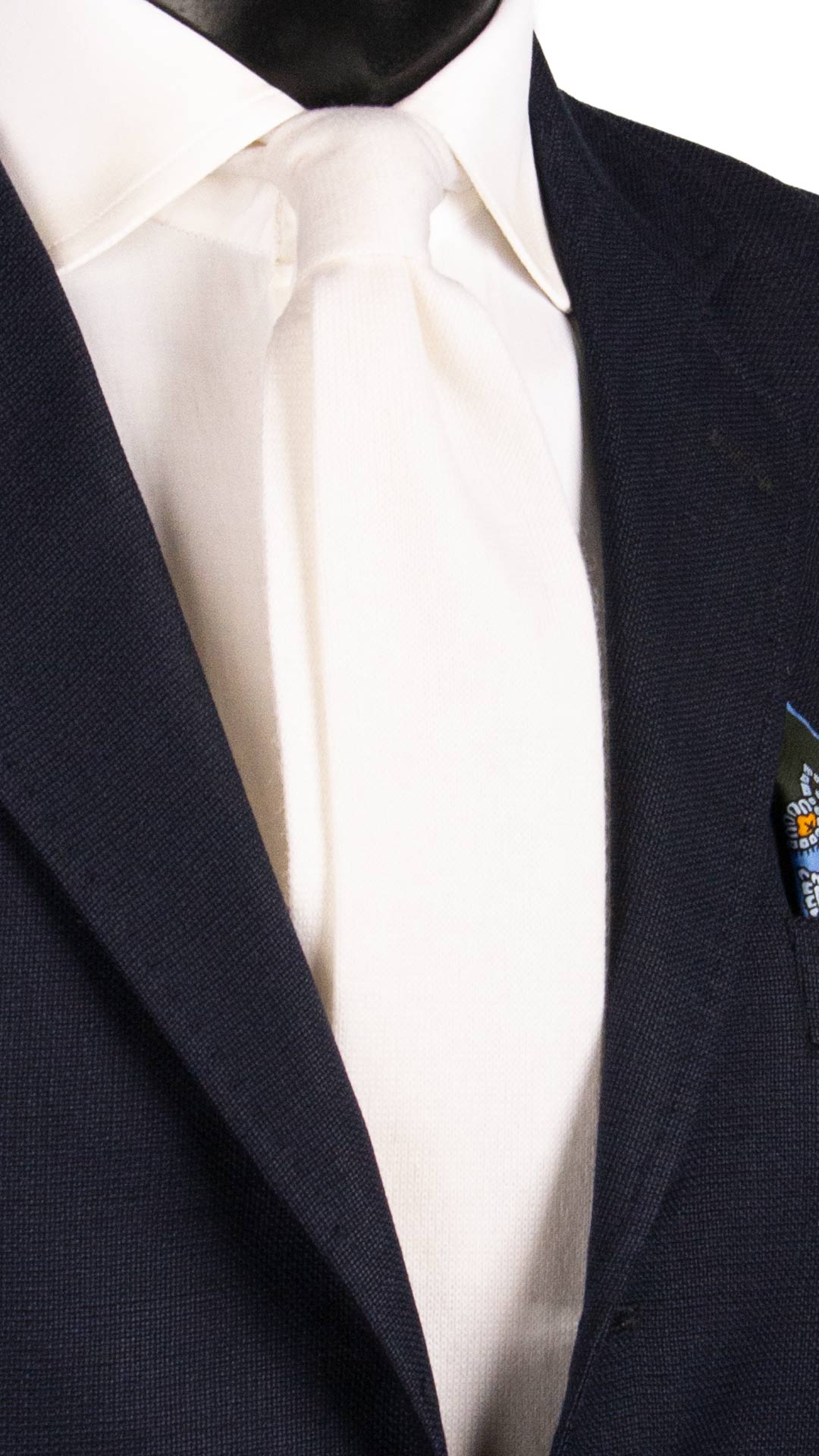 Cravatta Tricot in Maglia di Cashmere Bianca Tinta Unita TRI538 Made in Italy Graffeo Cravatte