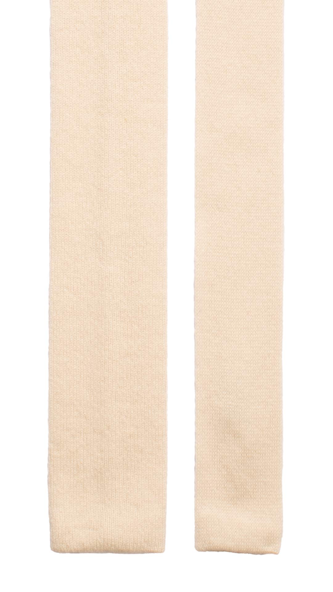 Cravatta Tricot in Maglia di Cashmere Bianco Panna Tinta Unita TRI509 Made in Italy Graffeo Cravatte Pala